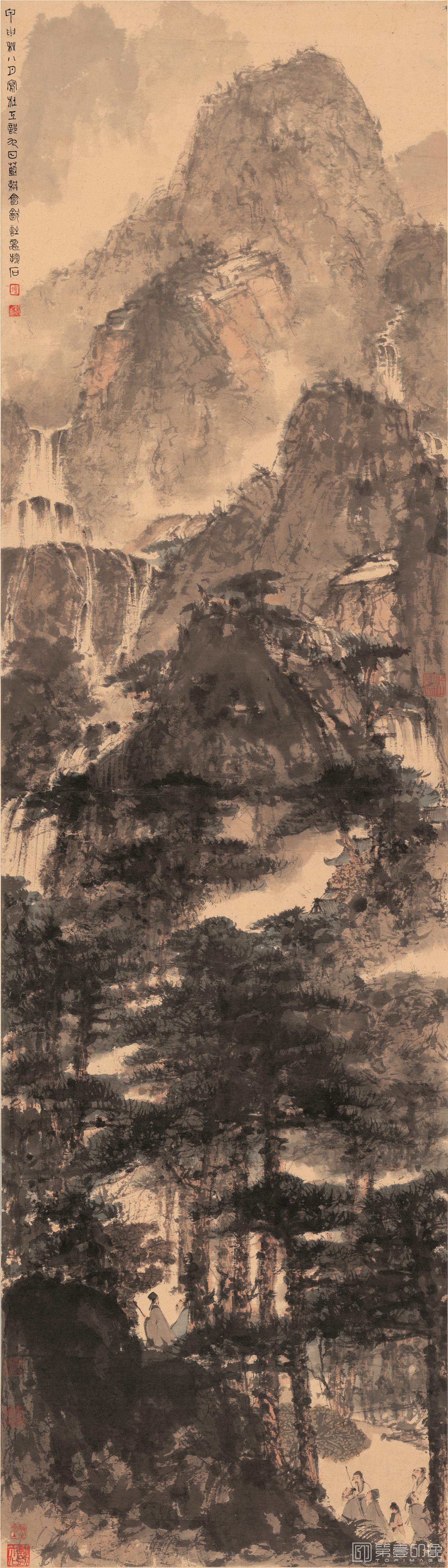 国画-杜甫九日蓝耕会饮诗意图