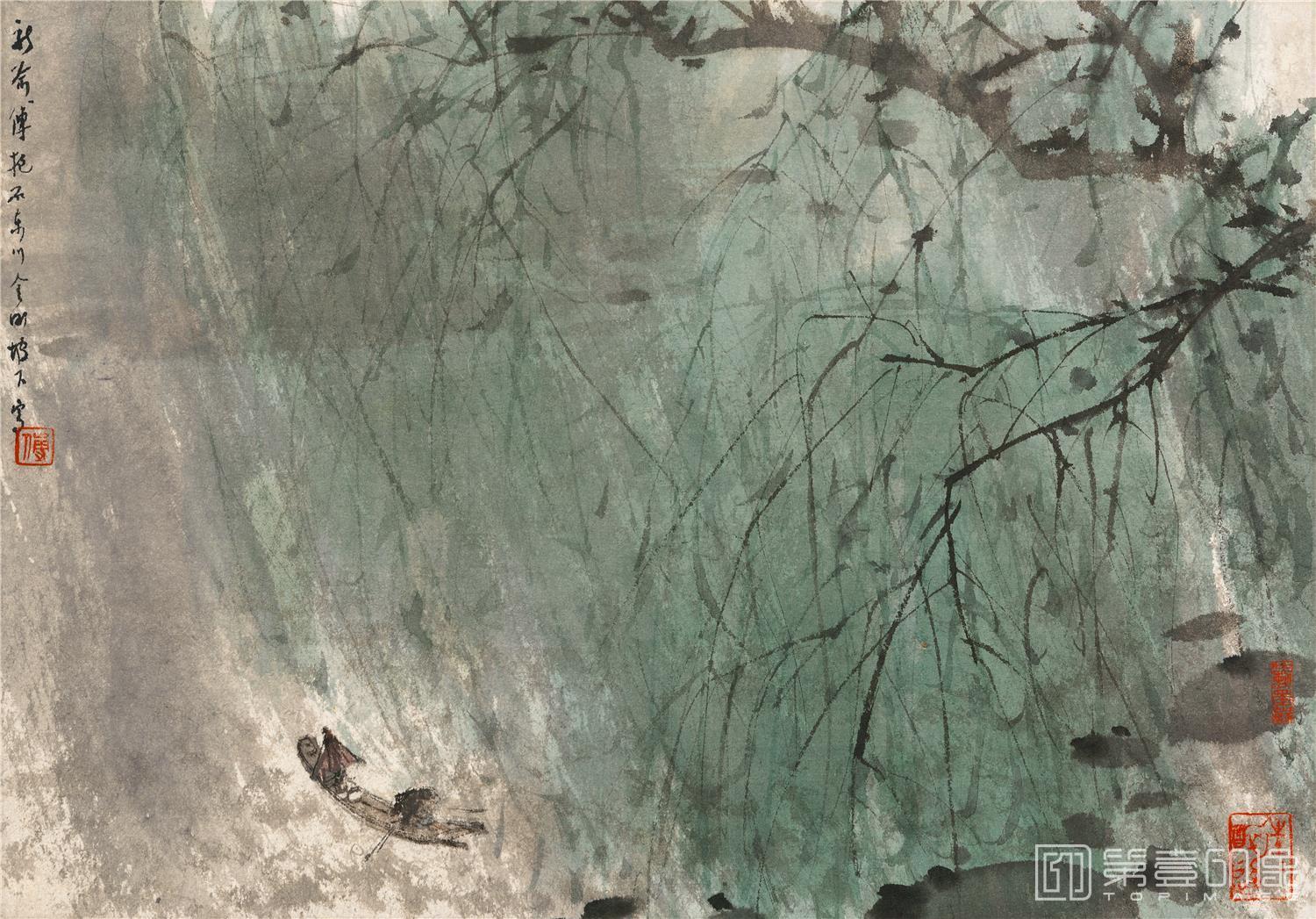国画-风雨归舟-398×278