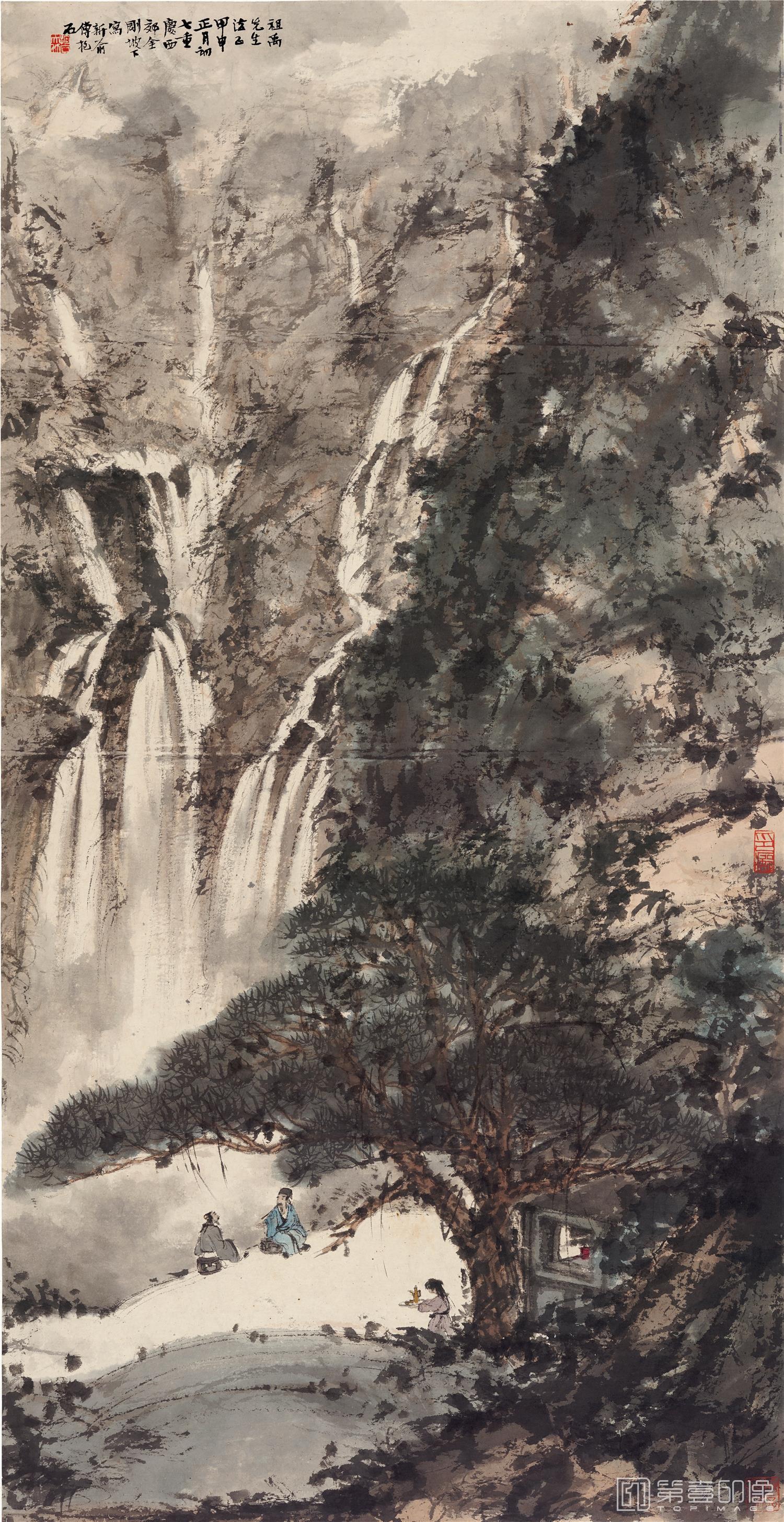国画-幽对鸣泉
