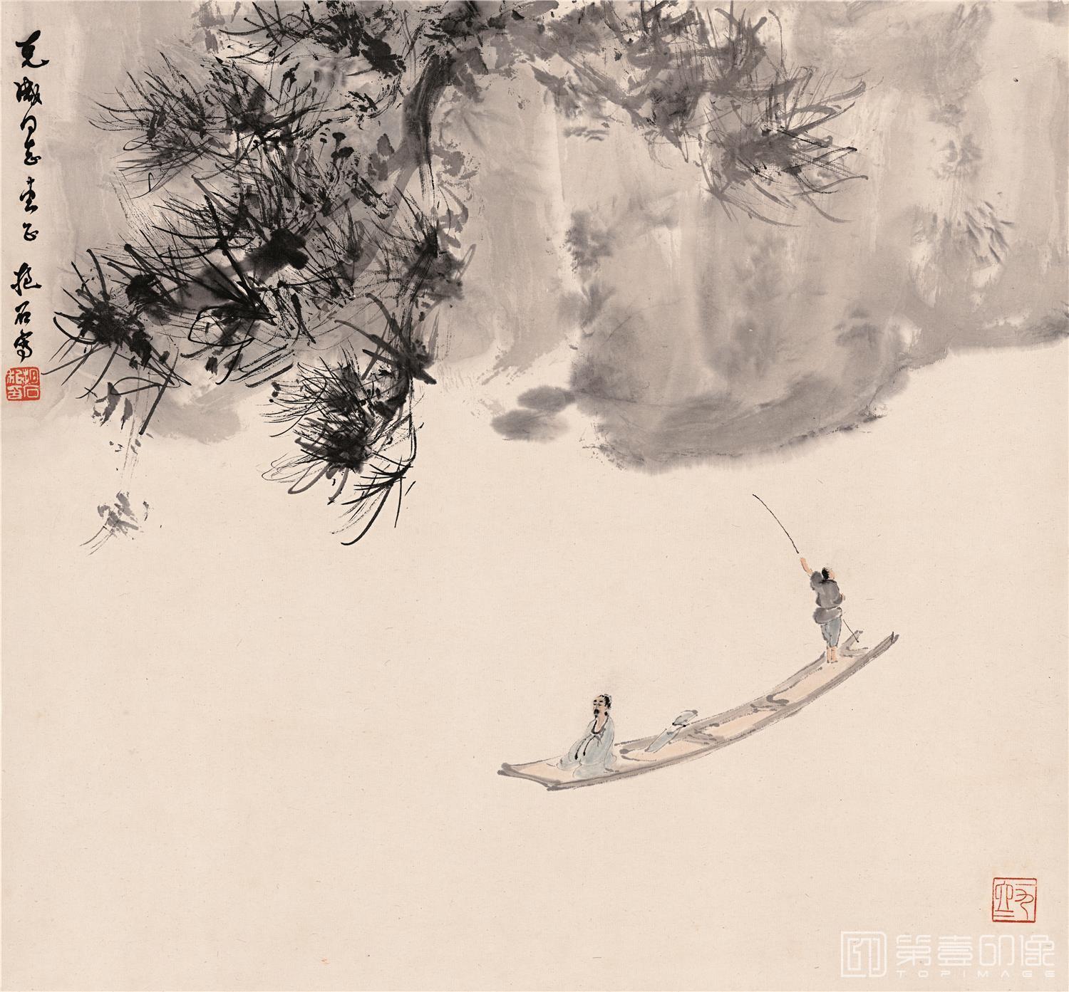 国画-泛舟图-437×471cm