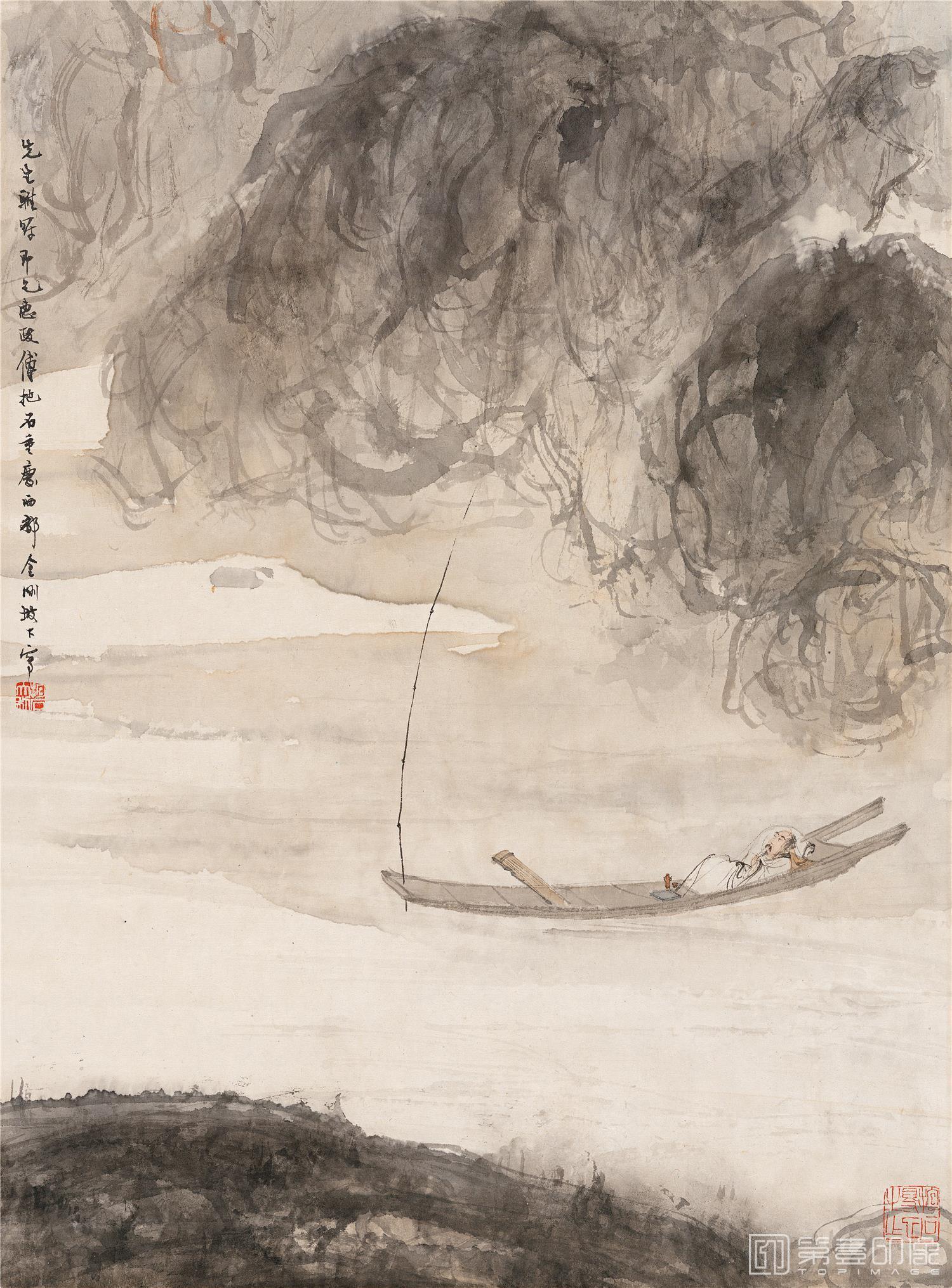 国画-泛舟图