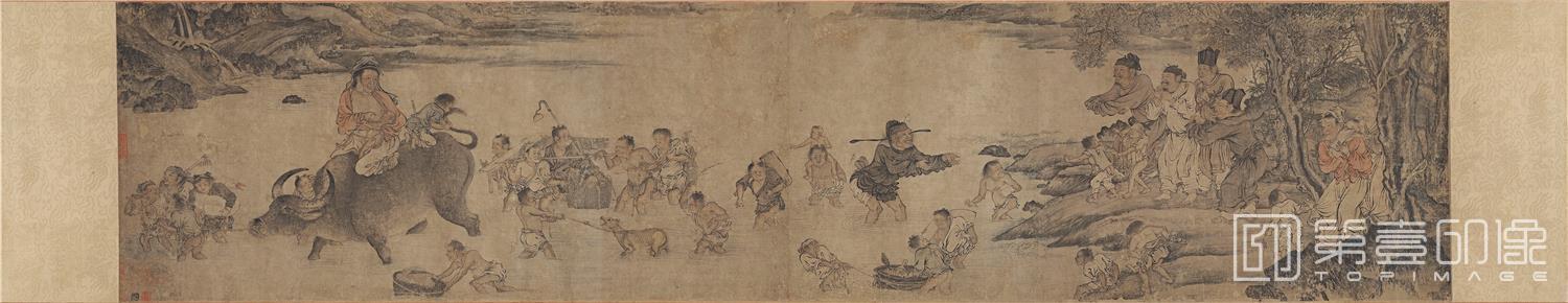 国画-溪峦丛笑图卷纸本-29x130