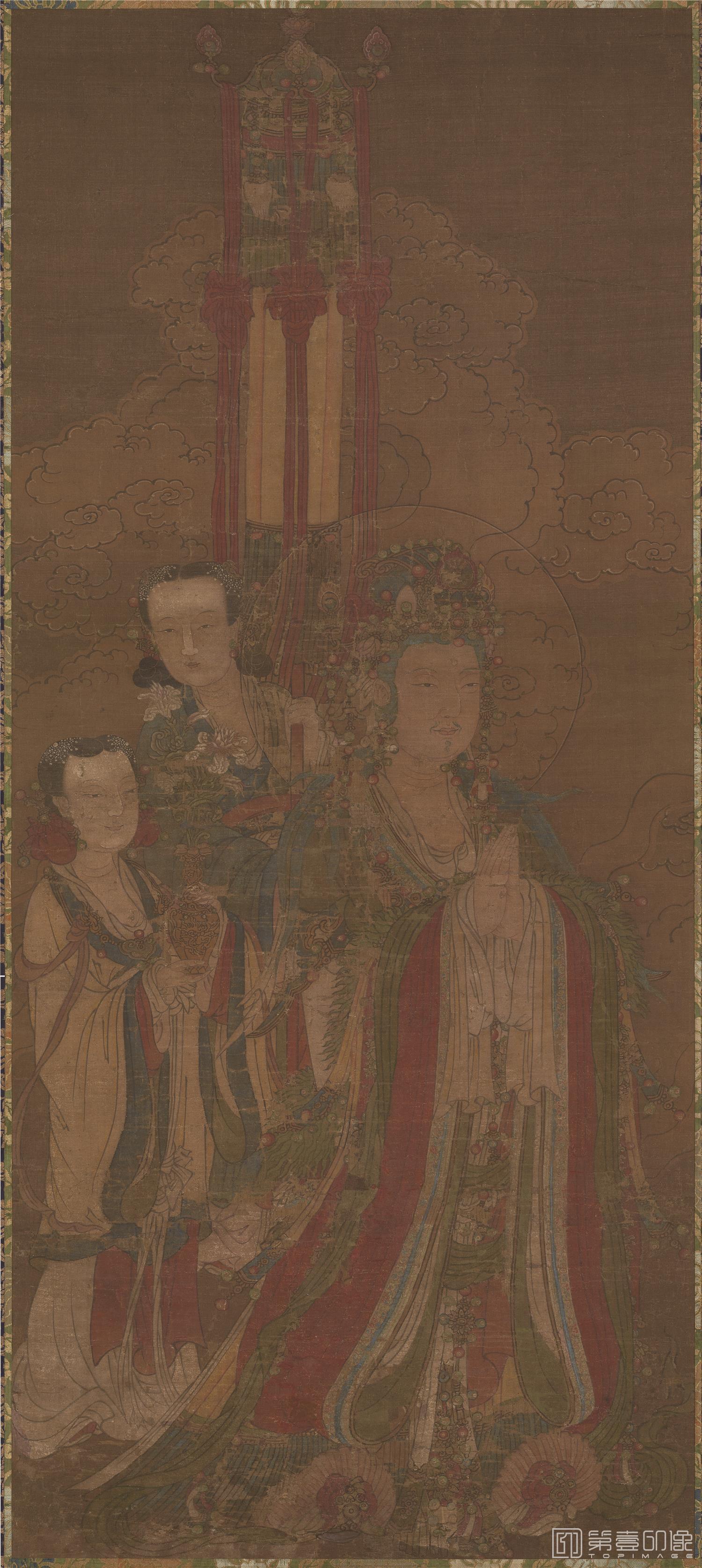 国画-菩萨像立轴绢本-121.8×53.6
