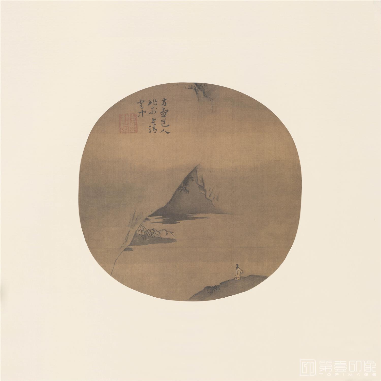 国画-崇冈独眺图页-46x46cm