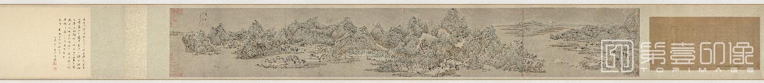 国画-摹王右丞江山雪霁图卷纸本-41x278.3