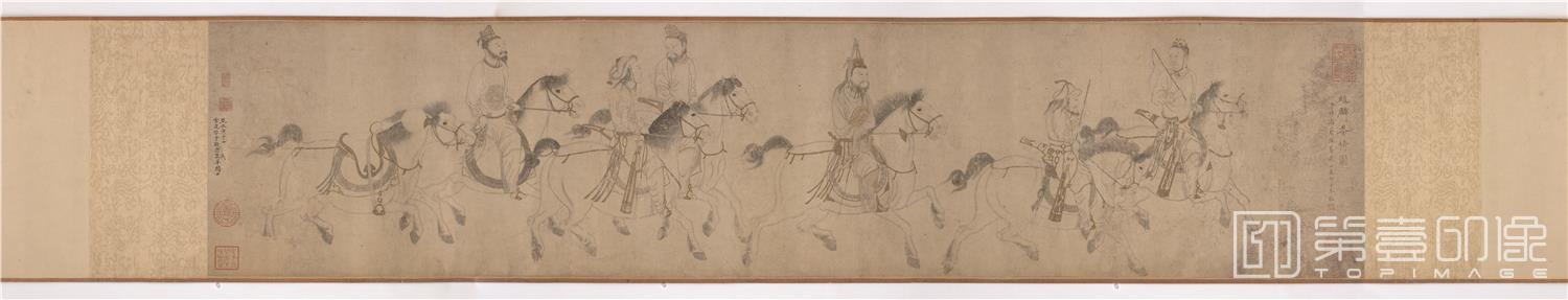 国画-番骑图卷纸本-23.8x108.3cm