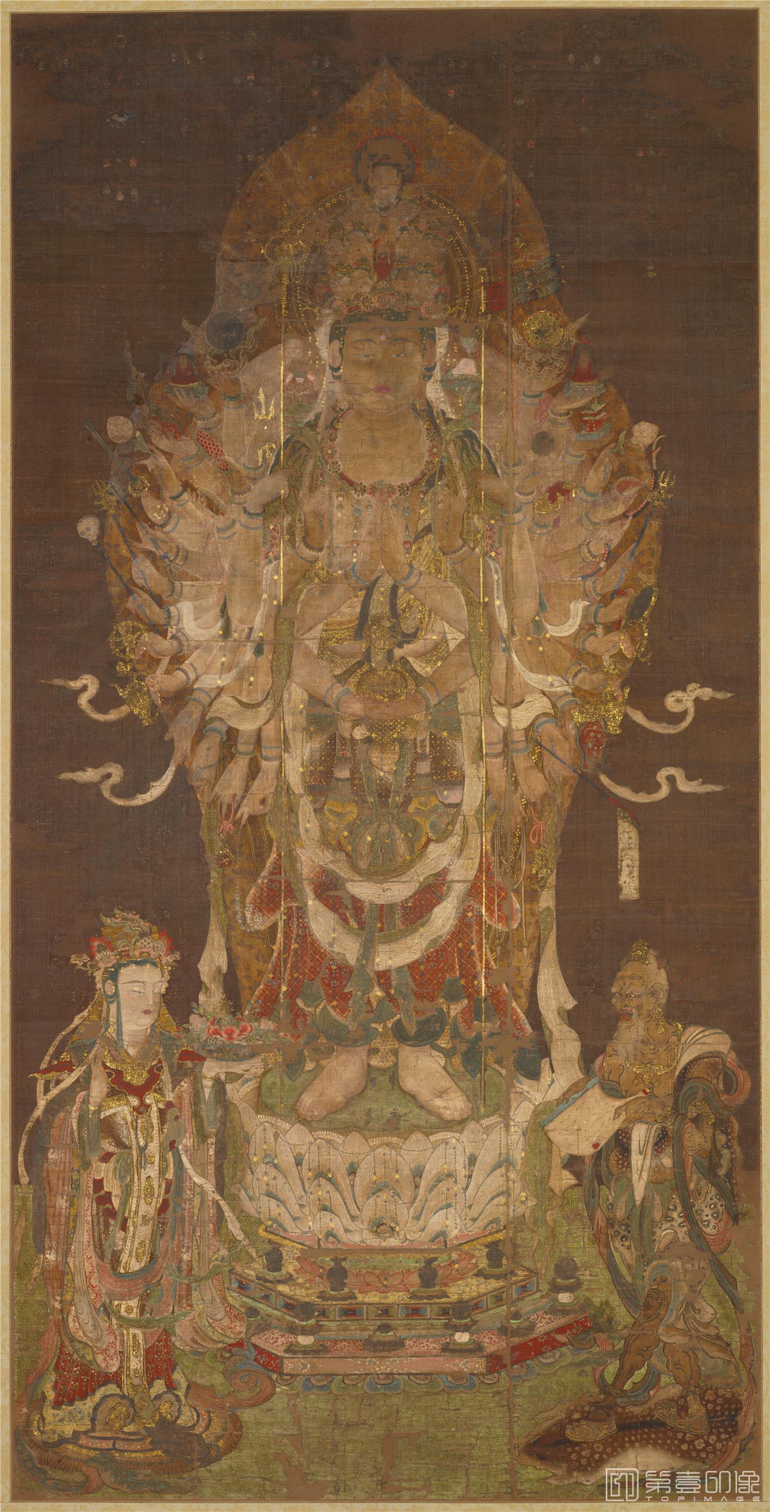 国画-千手观音立像绢本-1380×694cm
