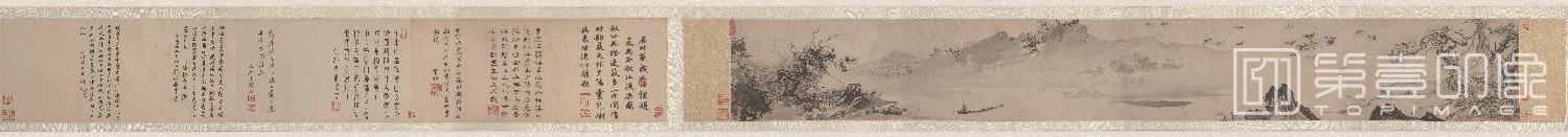 国画-秋江渔乐图卷纸本-224×173