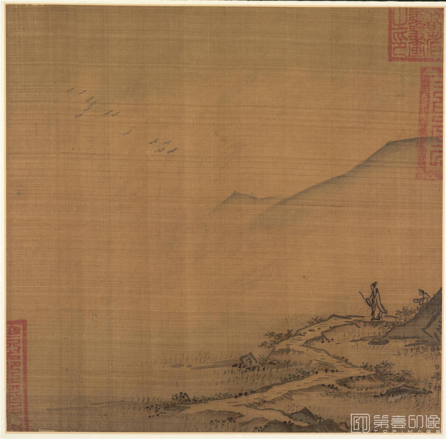 国画-人物山水图绢本-255×265cm