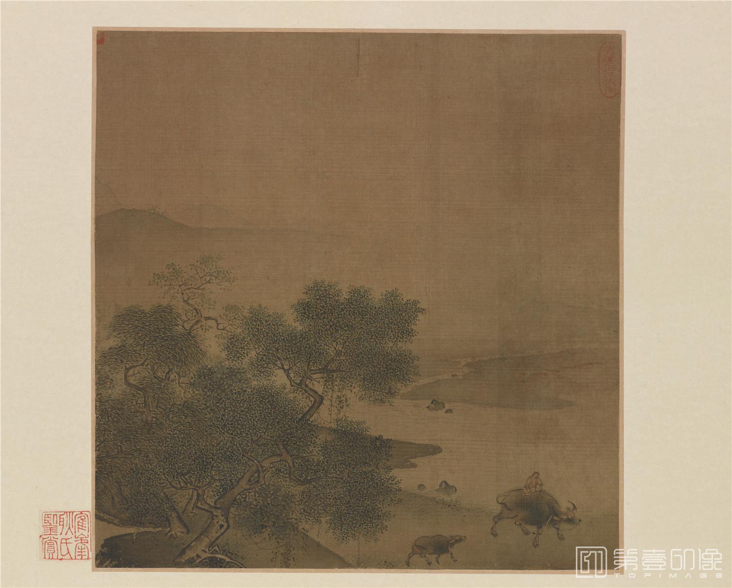 国画-牧牛图页绢本-248×242