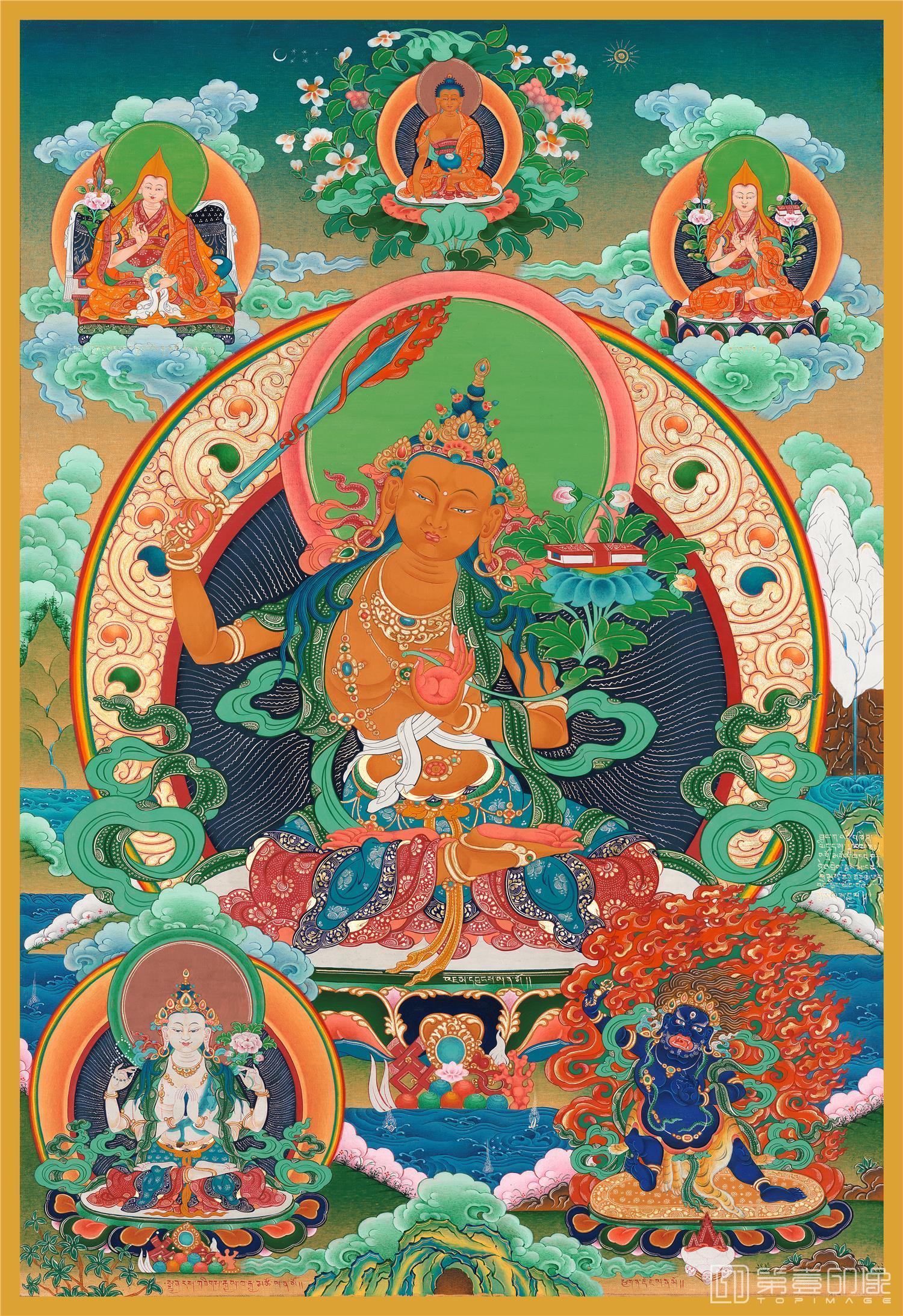 水彩画-唐卡立轴绢本-1