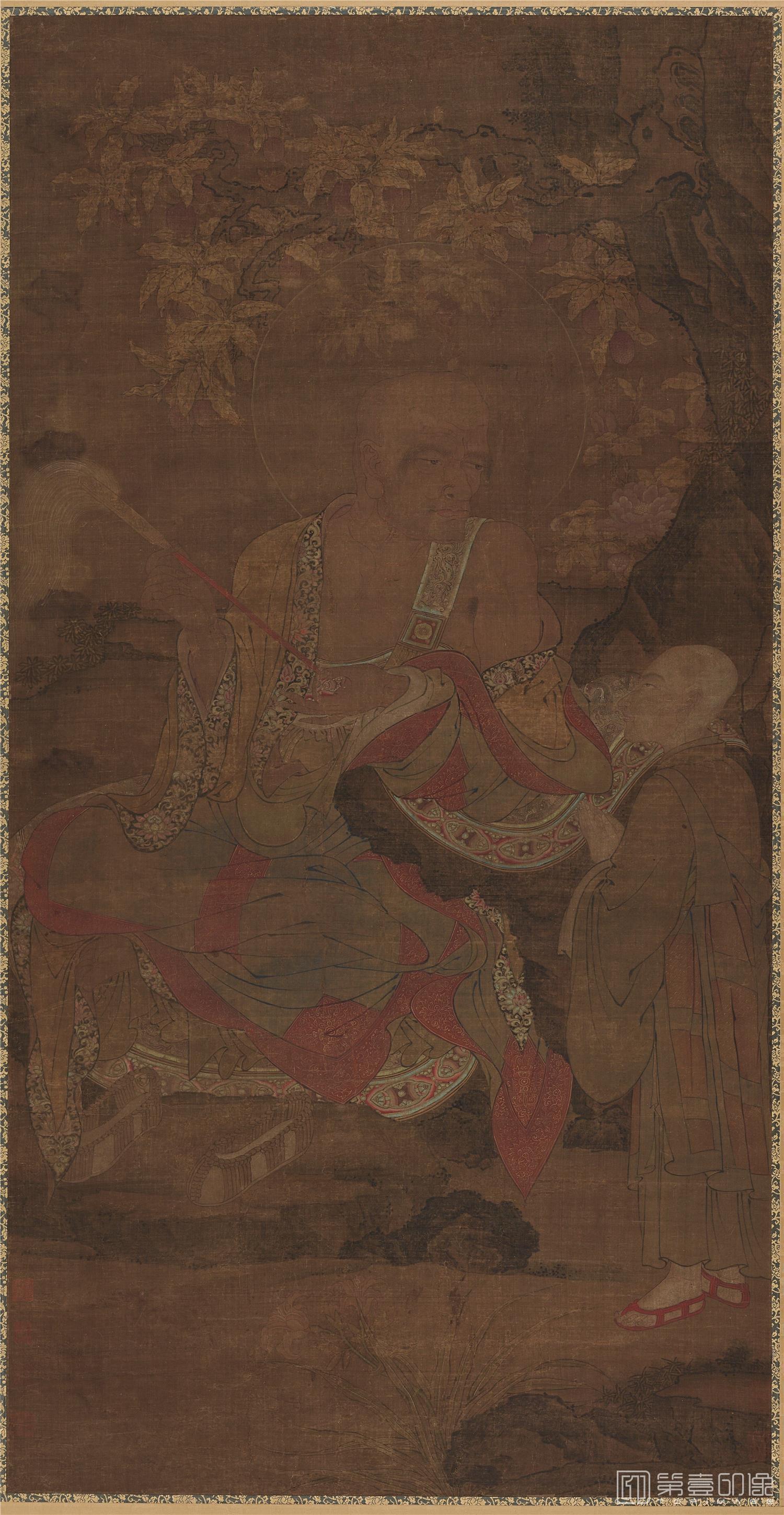 国画-罗汉图轴绢本-148.4x76.6