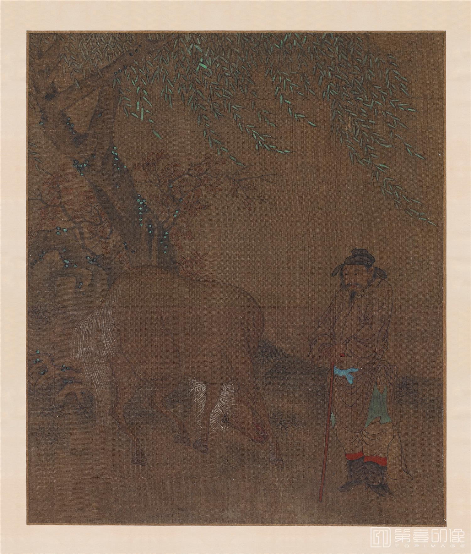 国画-戏马图页绢本-29.5×24.9