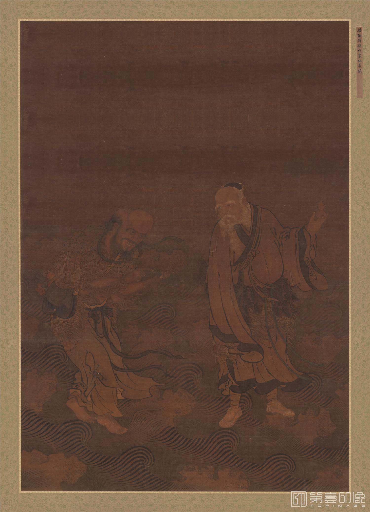 国画-神农伏羲像立轴-125.4x88.2