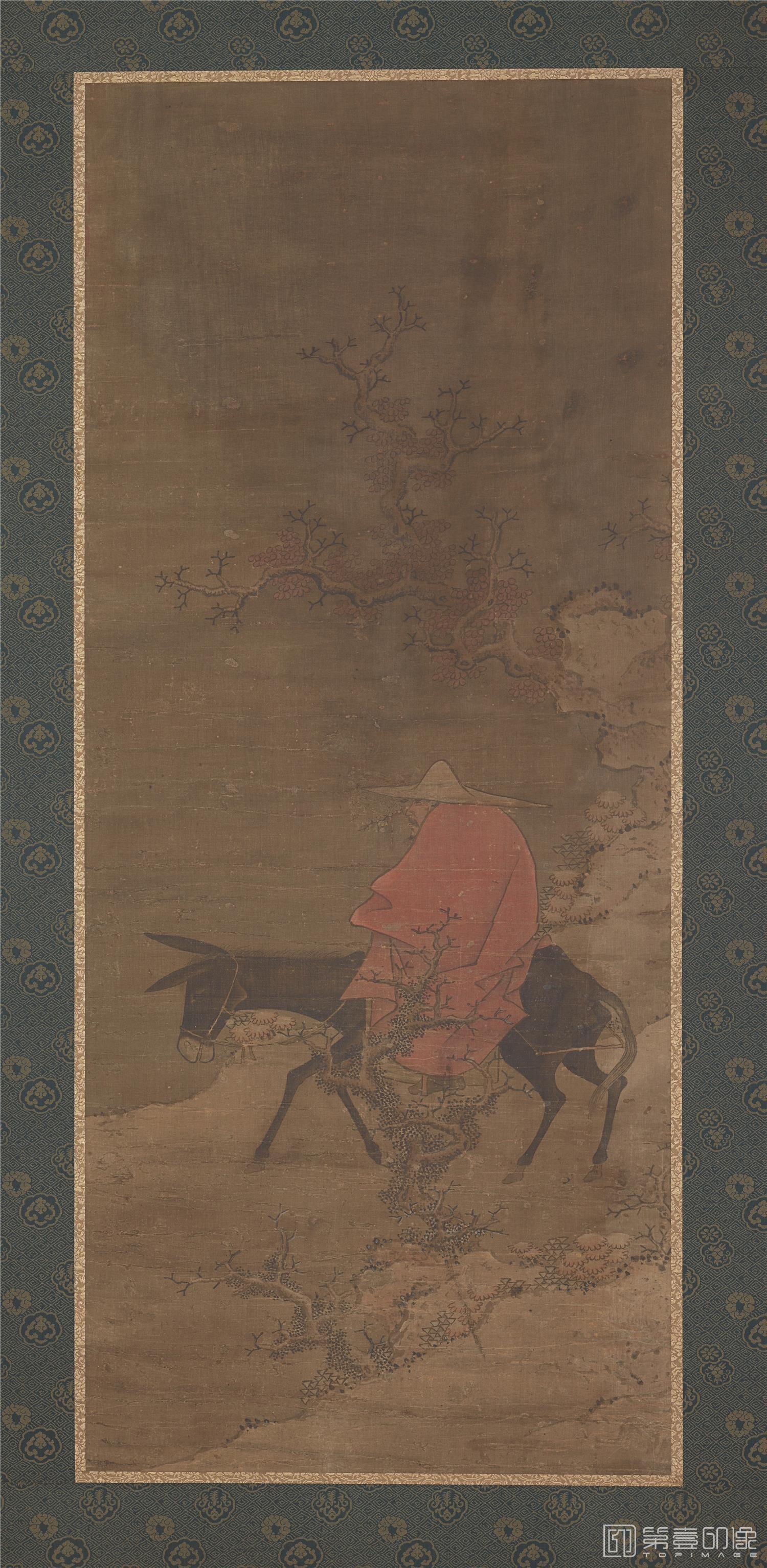 国画-踏雪寻梅图立轴绢本-100x42