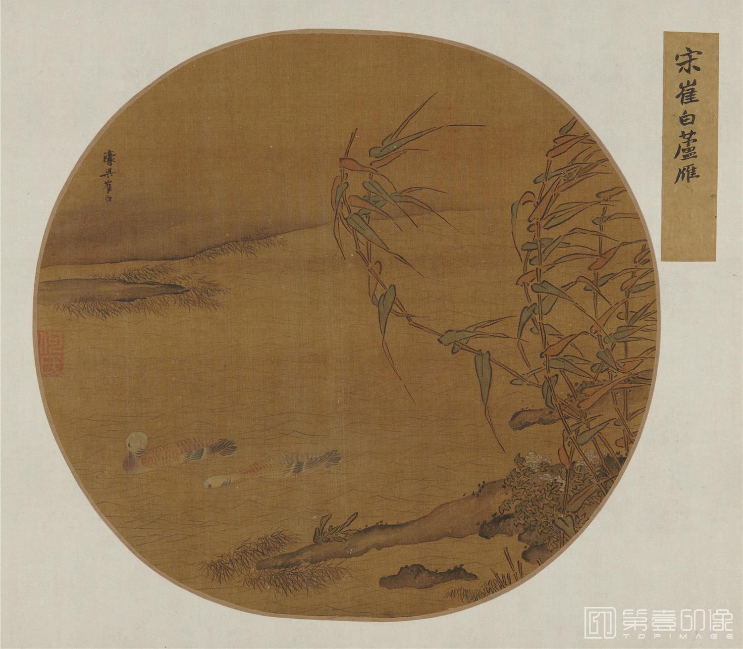 国画-芦雁图页绢本-30x26cm