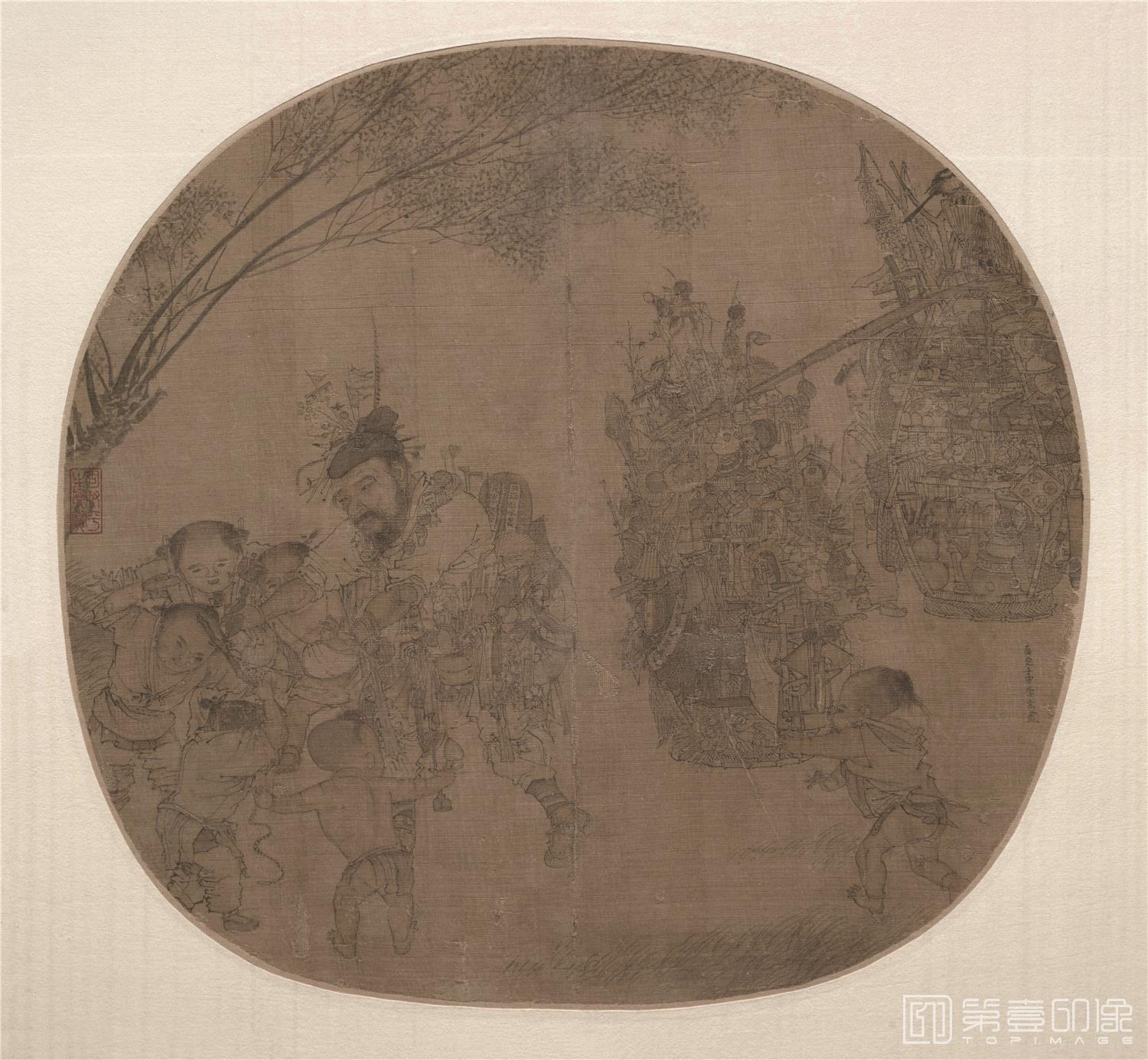 国画-货郎图页绢本-24.1x26cm