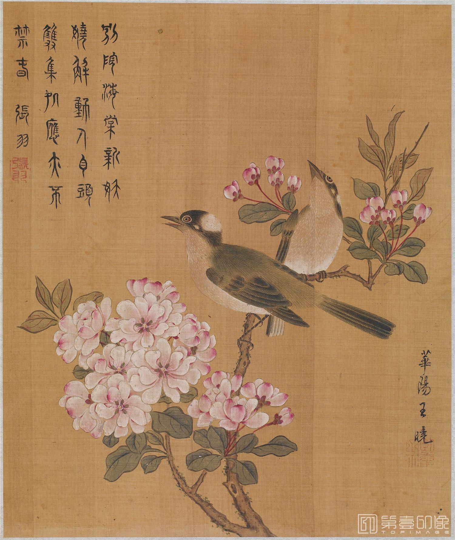国画-花鸟图页绢本-30.6x25.7cm