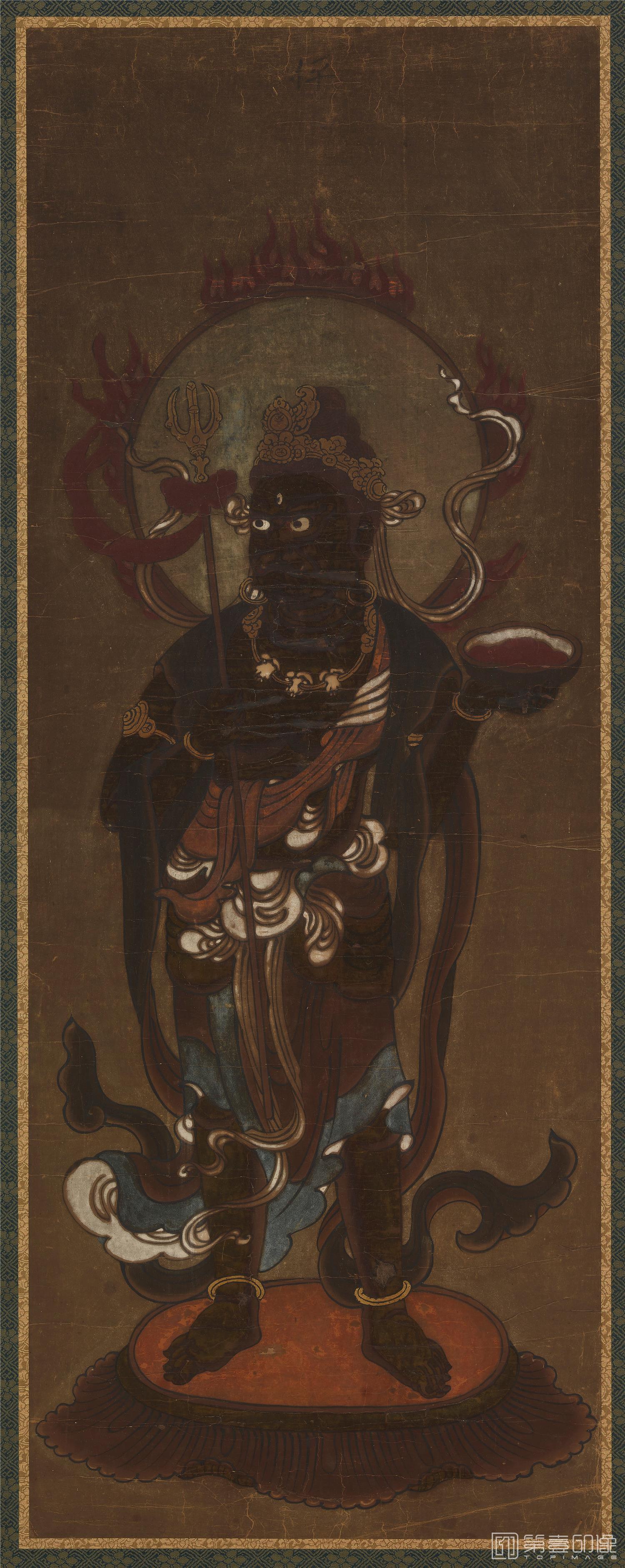国画-日本 室町时代 隋时佛像平金纸-898×34