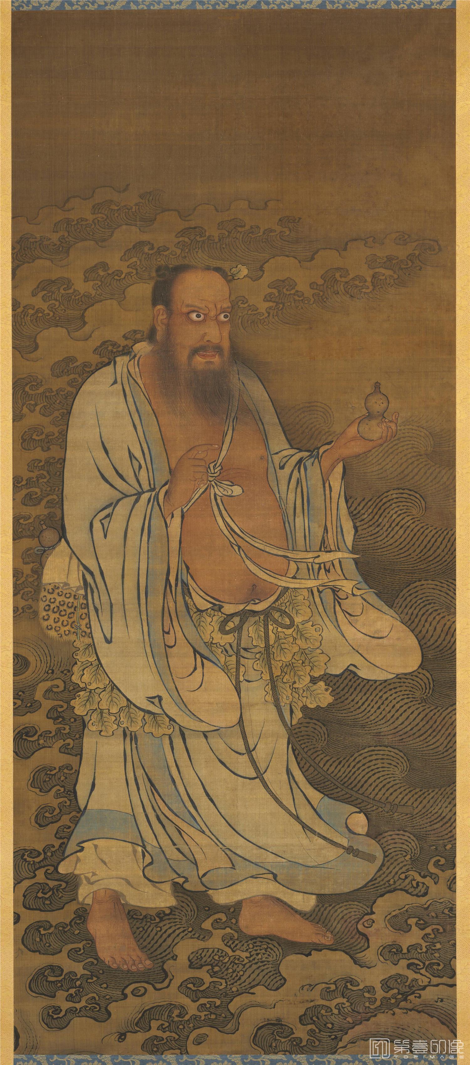 国画-钟离权像绢本-135×575cm