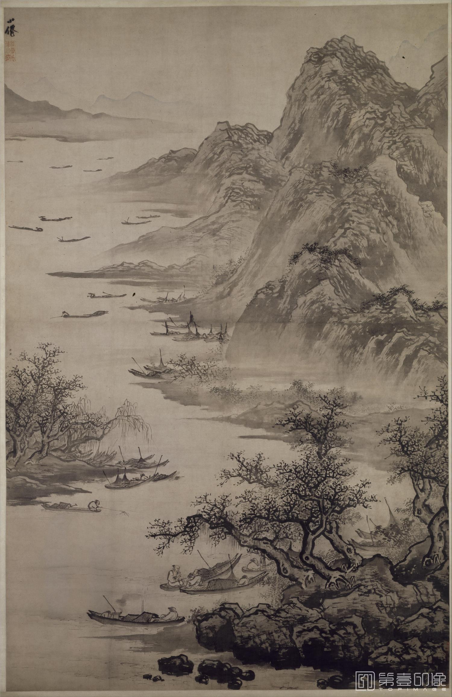 国画-渔乐图轴绢本-270×174cm