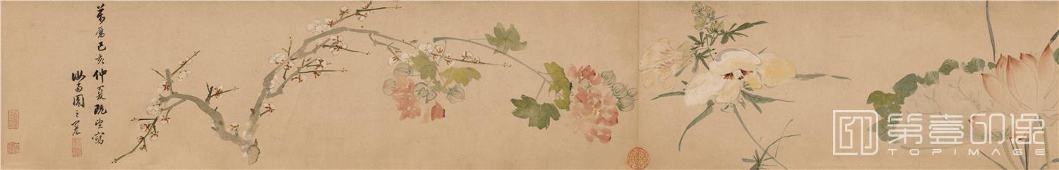 国画-群英吐秀图卷纸本-004-32×668
