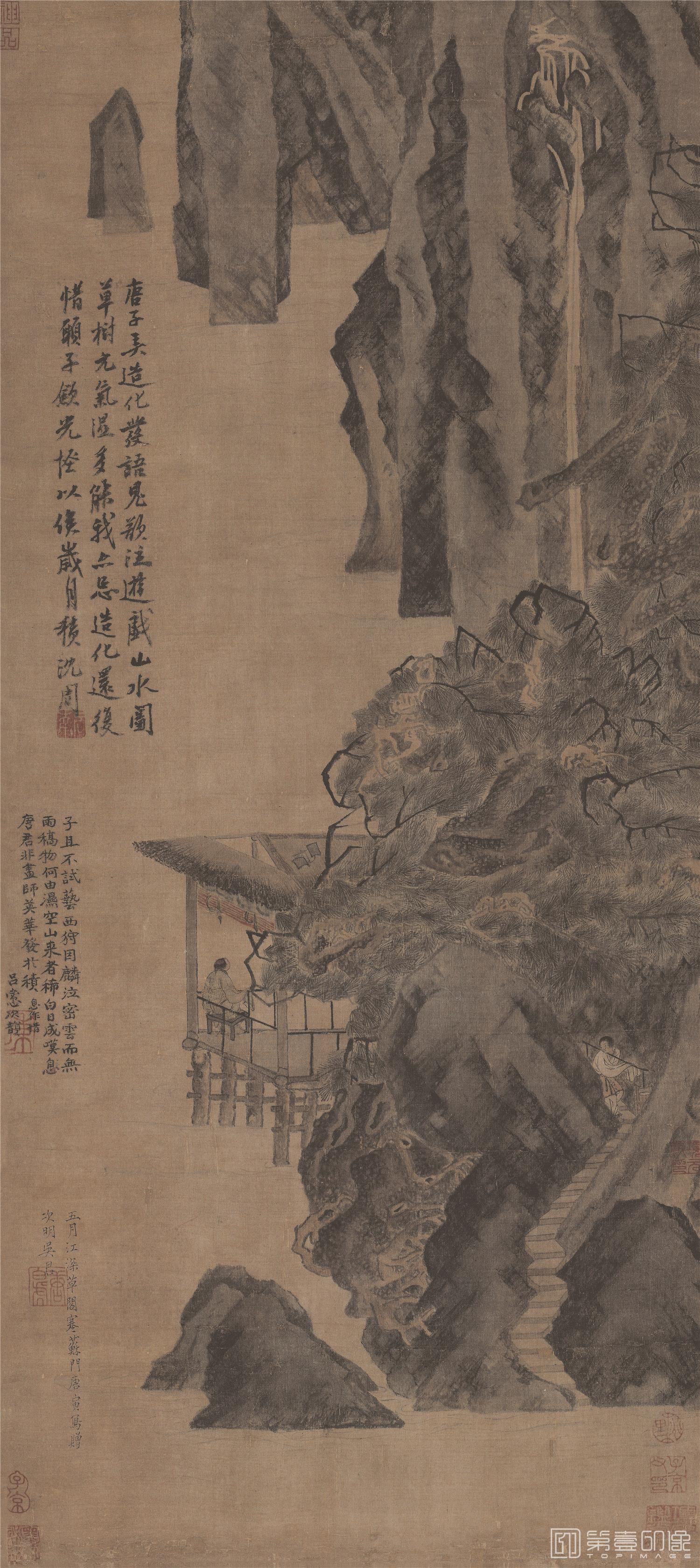 国画-江深草阁图轴绢本-758×336cm
