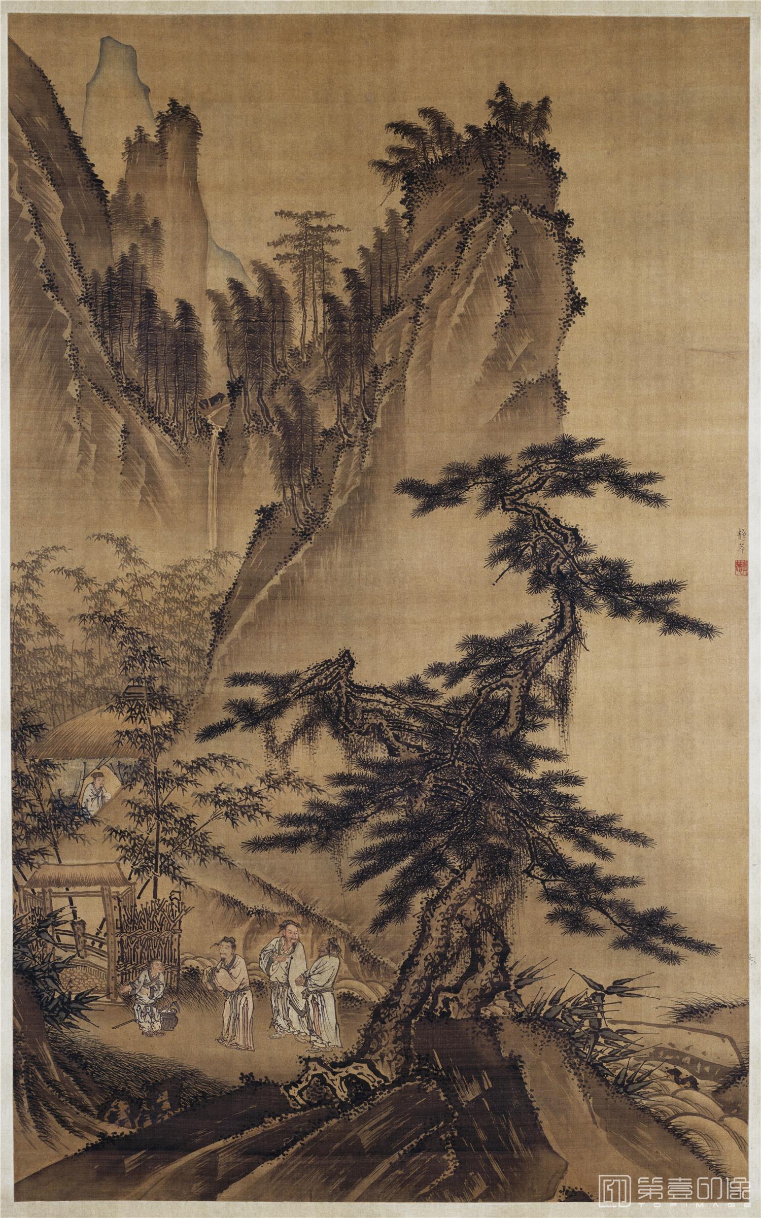 国画-三顾草庐图轴绢本-172×107cm