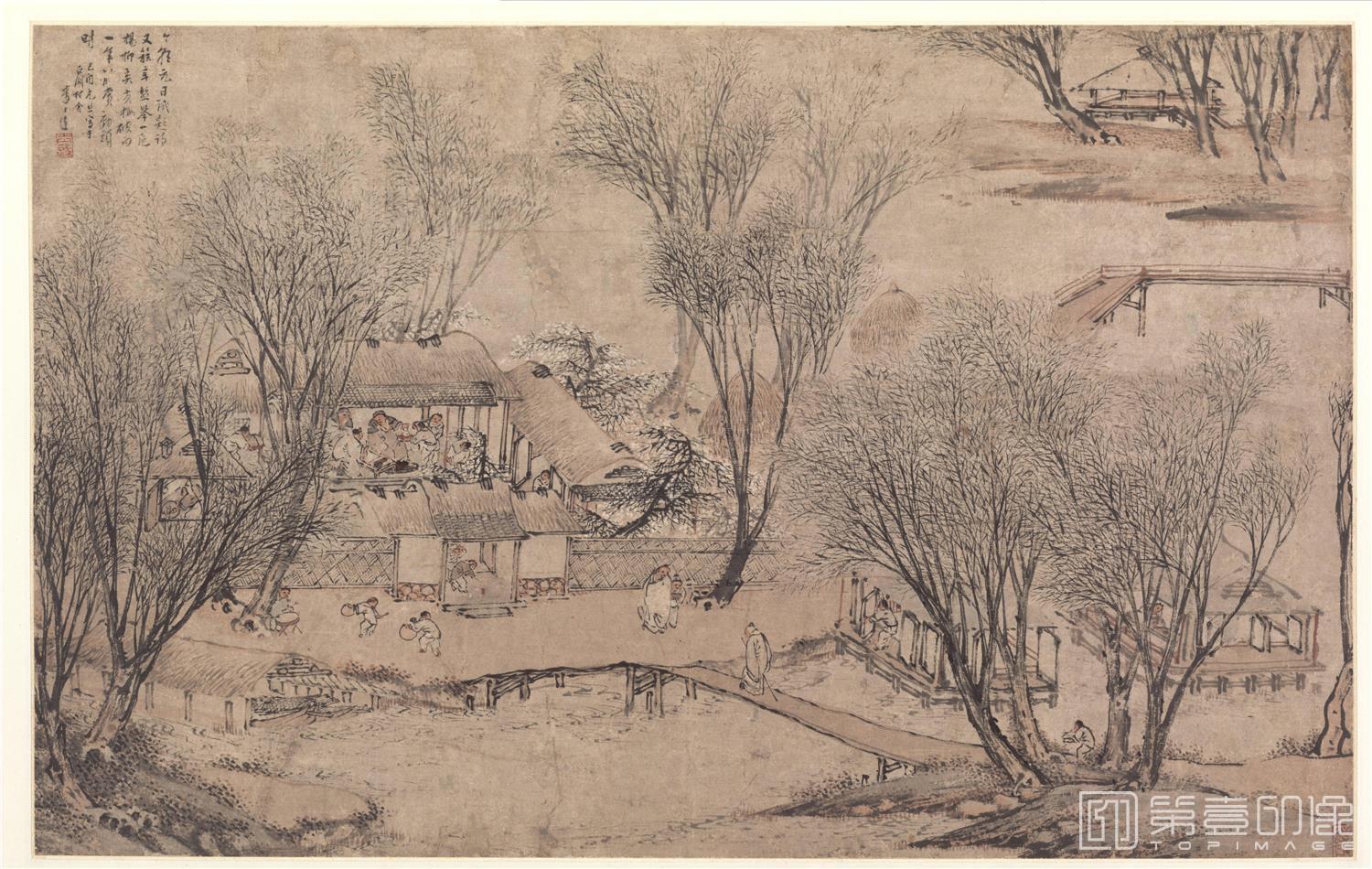 国画-石湖元宵图纸本-333×53cm
