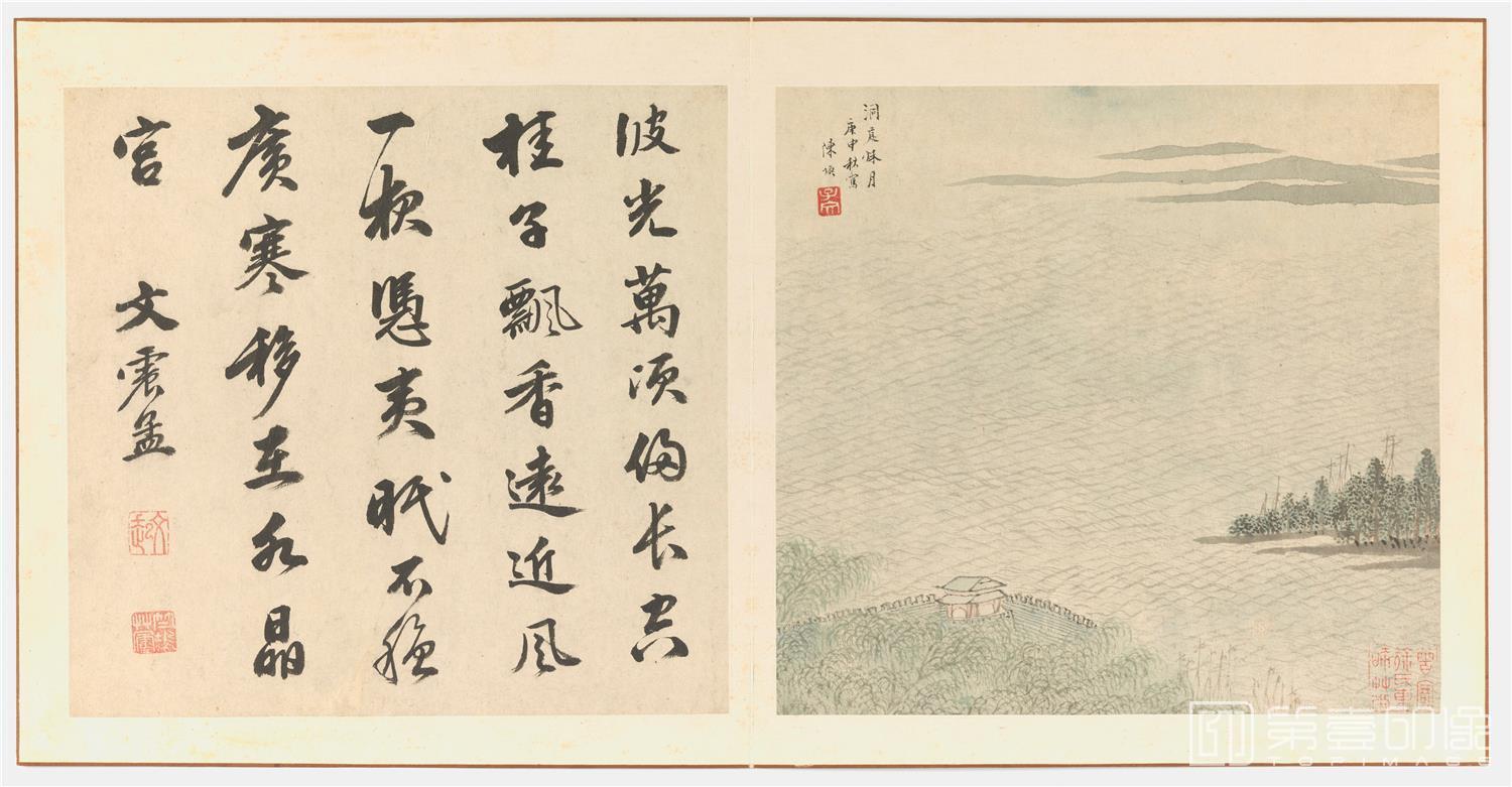 国画-洞庭秋月图页纸本-24×252cm
