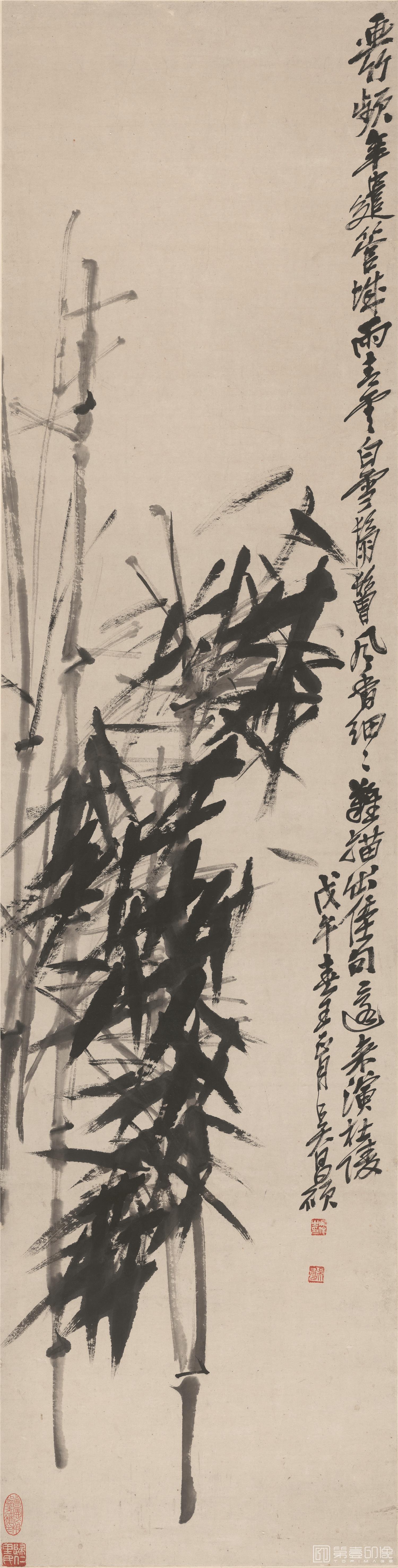 国画-竹图立轴纸本-35×139cm