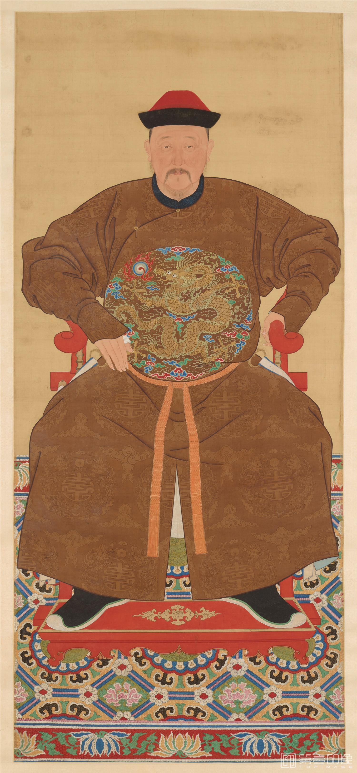 国画-历代帝王贵妃大臣朝服像 (九阿哥胤禟)绢本-171×75