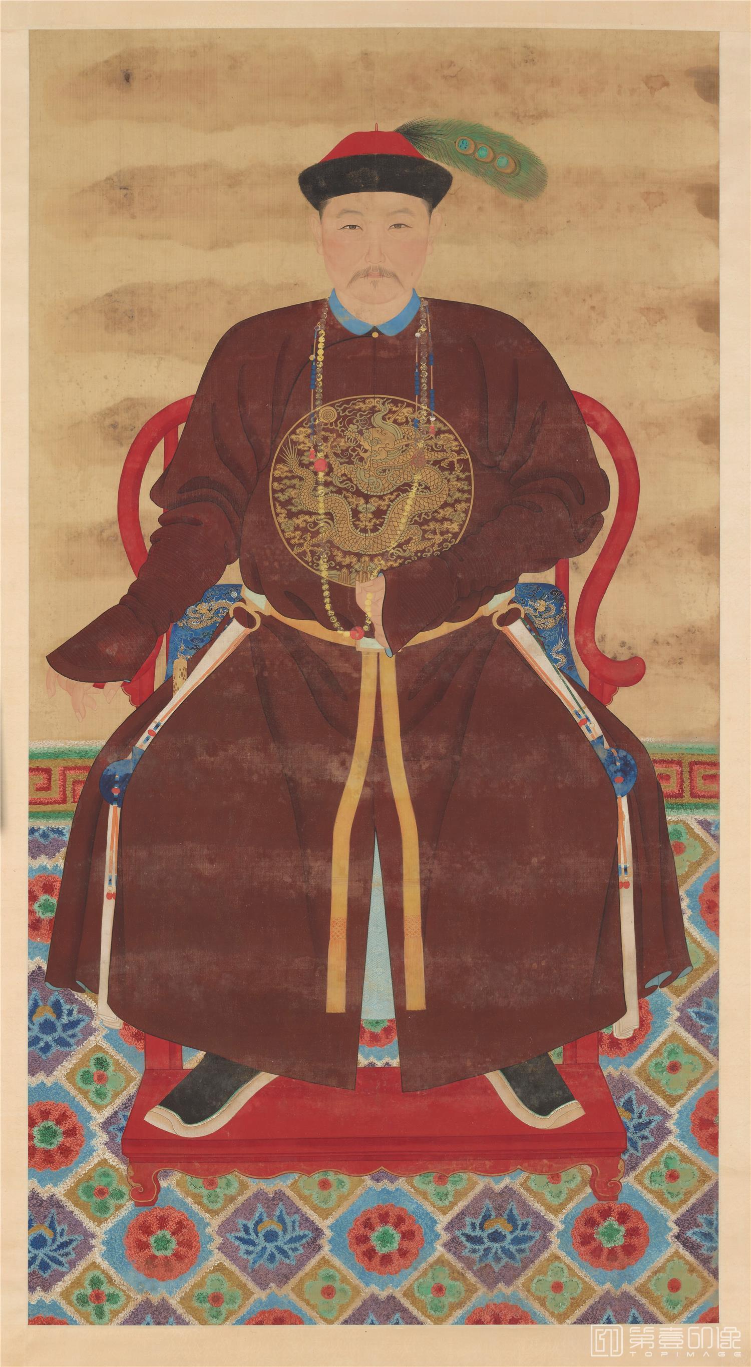 国画-历代帝王贵妃大臣朝服像 (八阿哥胤禩)绢本-165×88