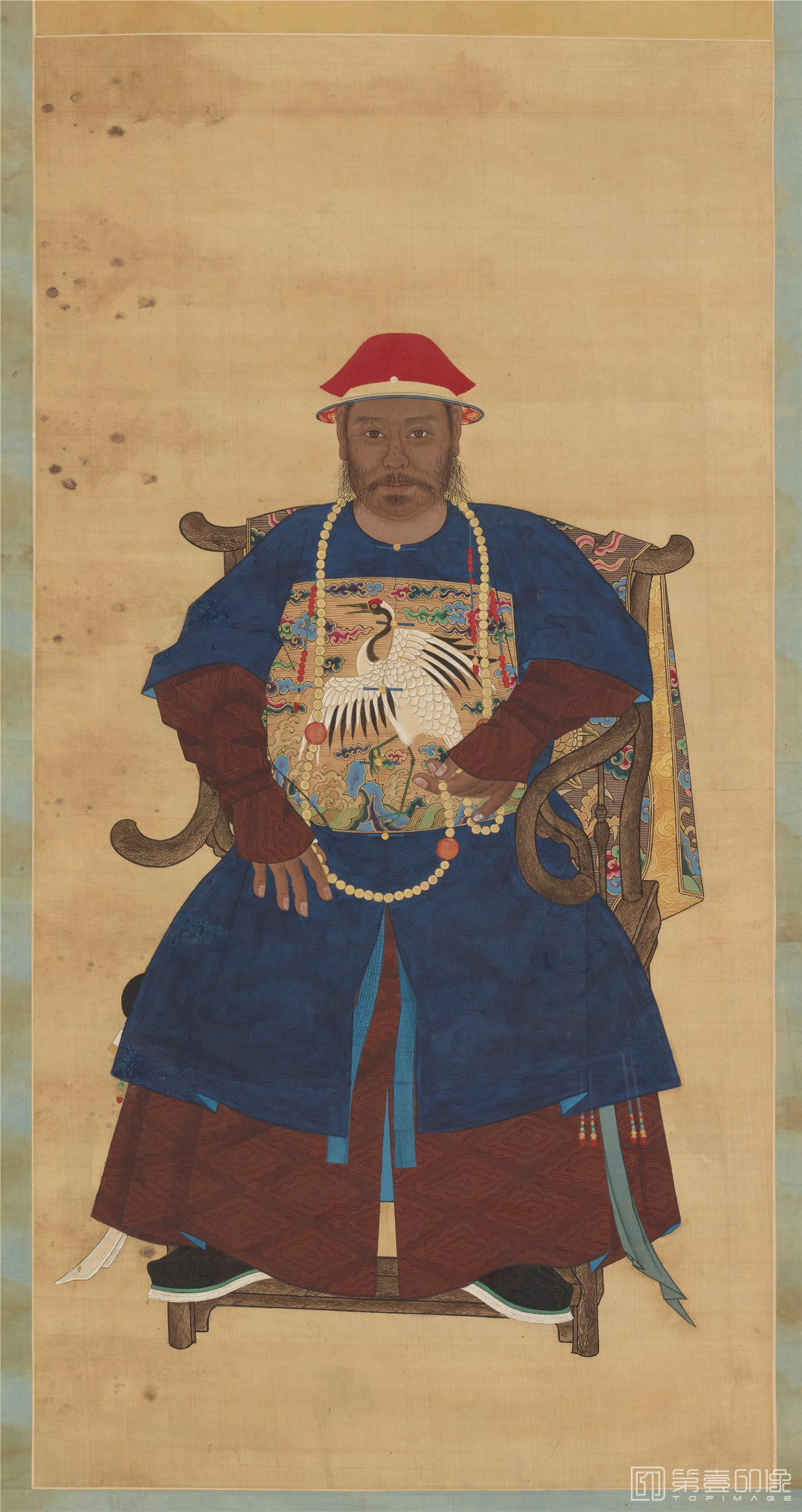 国画-历代帝王贵妃大臣朝服像 (名臣李荫祖)-2绢本-124×63