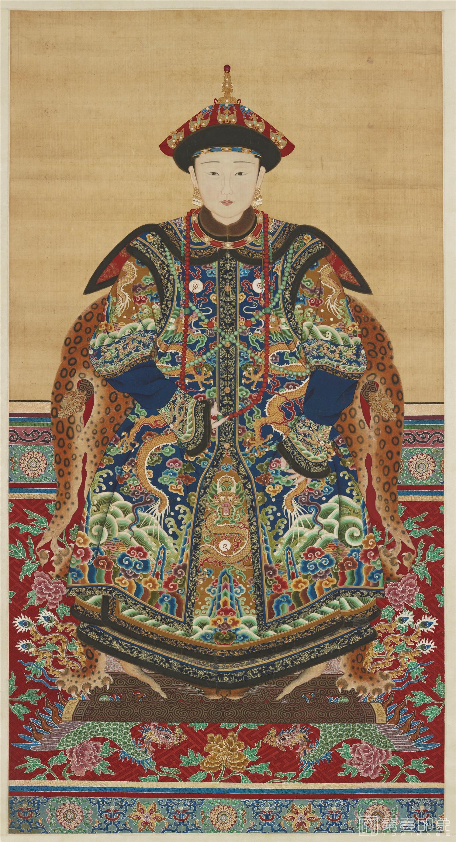 国画-历代帝王贵妃大臣朝服像 (孝淑睿皇后)绢本-190×100