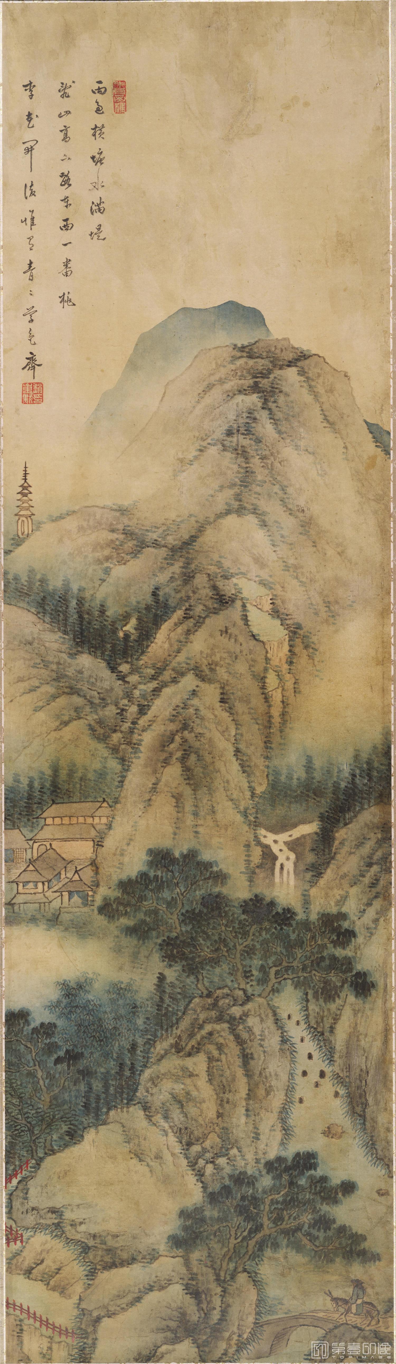 国画-松荫山涧图轴纸本-354×h1241cm