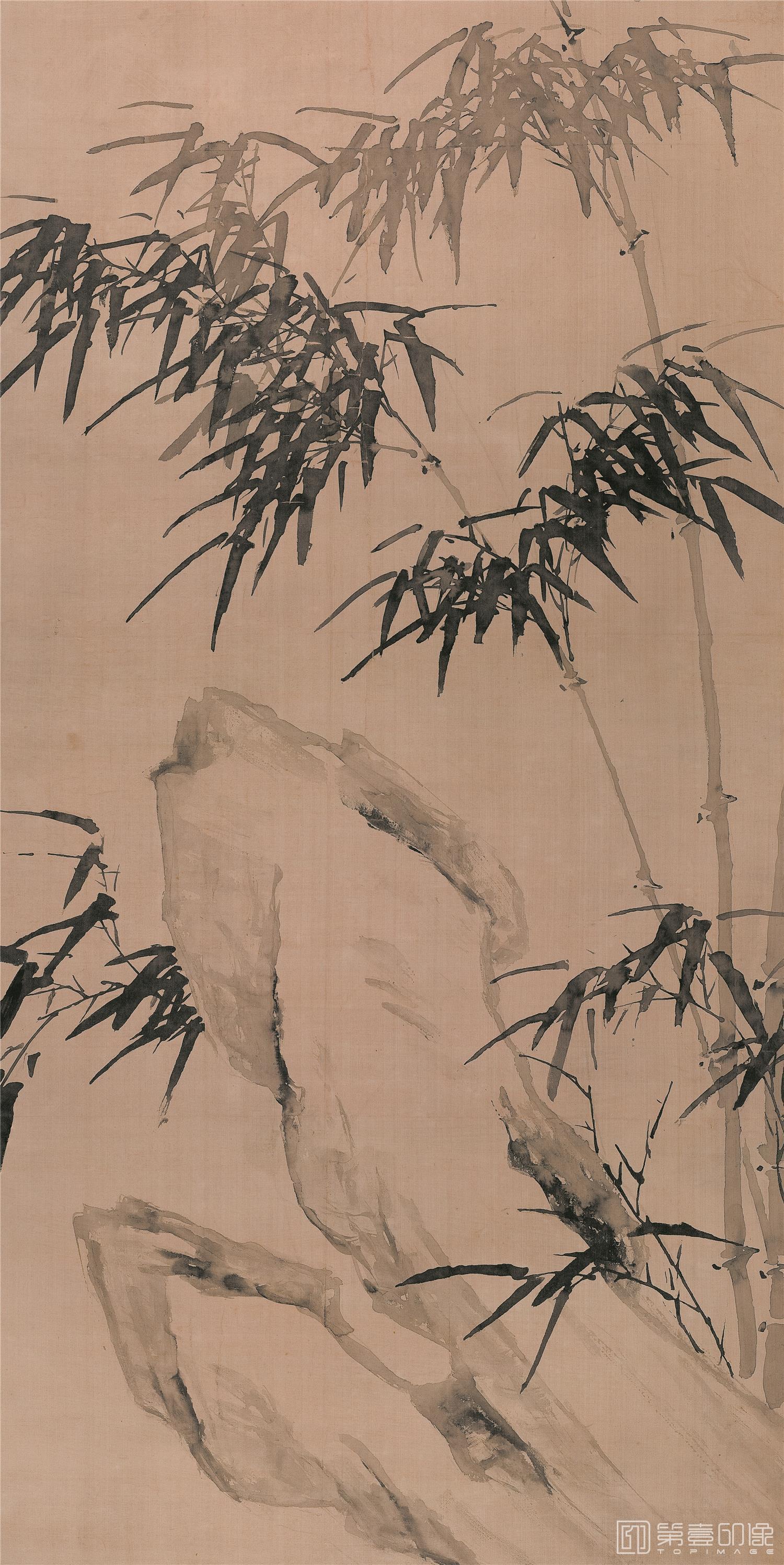 国画-竹图立轴绢本-26×53