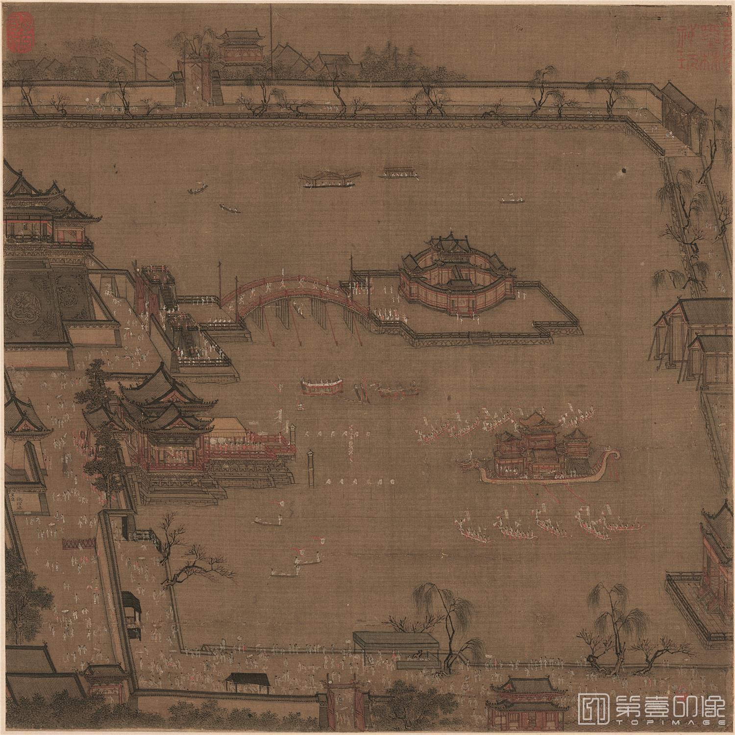 国画-金明池争标图绢本-286×286