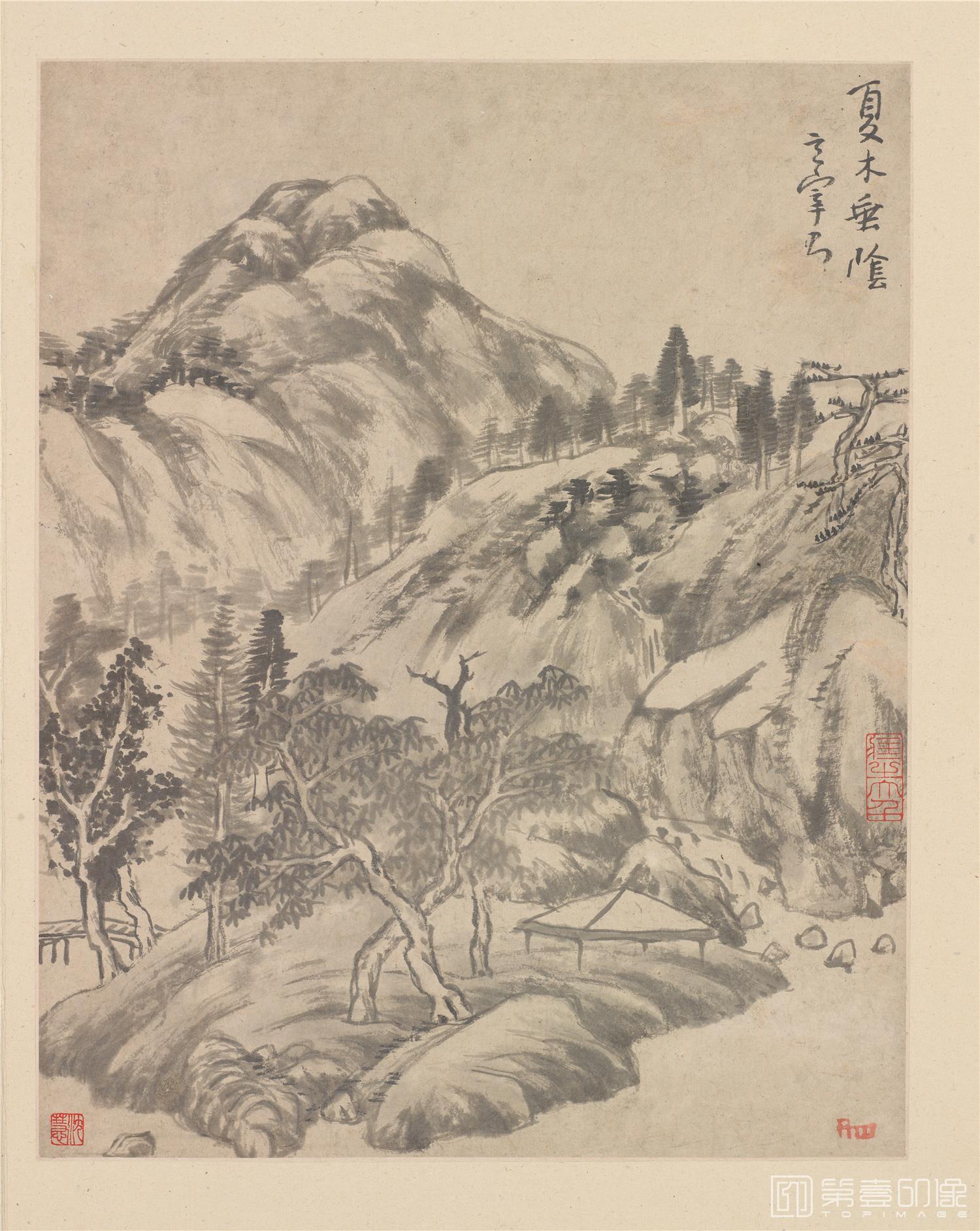 国画-夏木垂荫图纸本-50×40