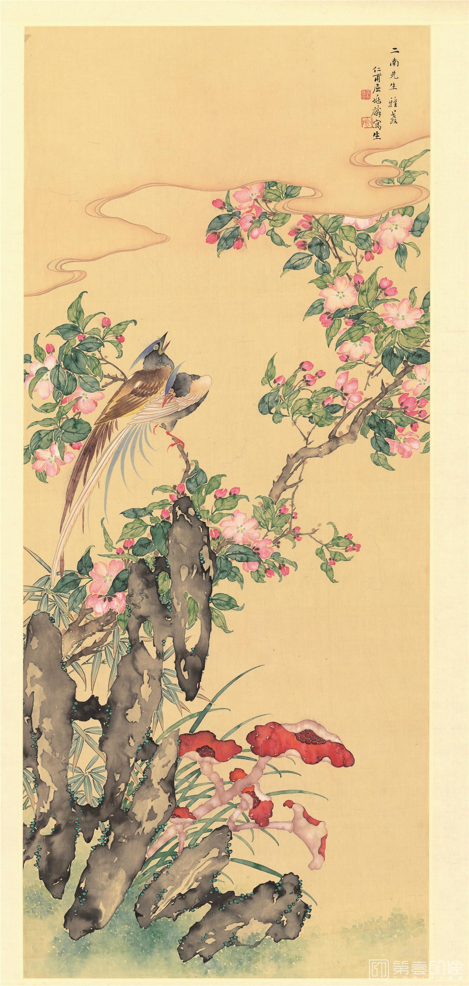 国画-花鸟图立轴 绢本-59×125cm