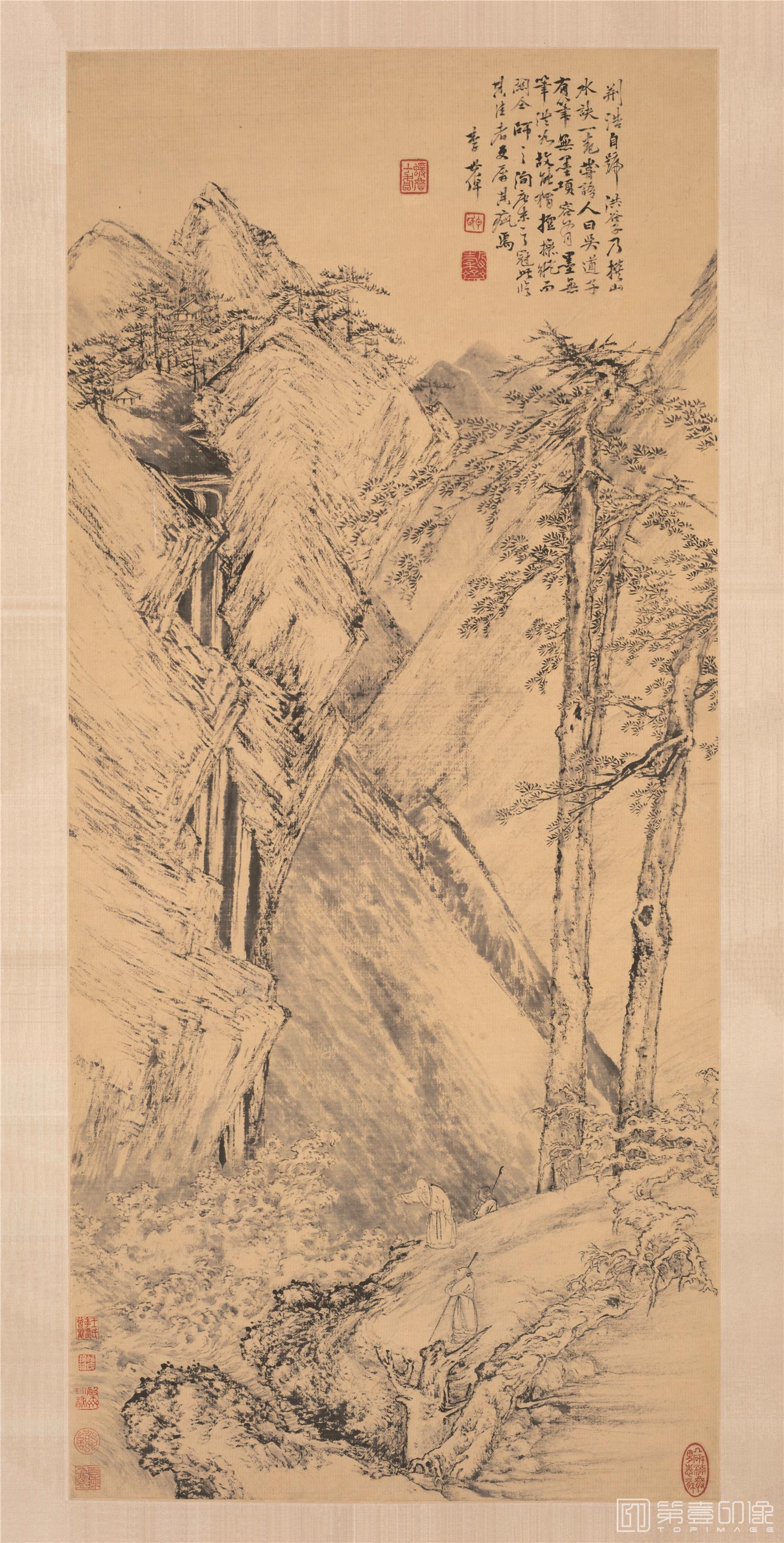 国画-山水瀑布图轴纸本-91×409cm