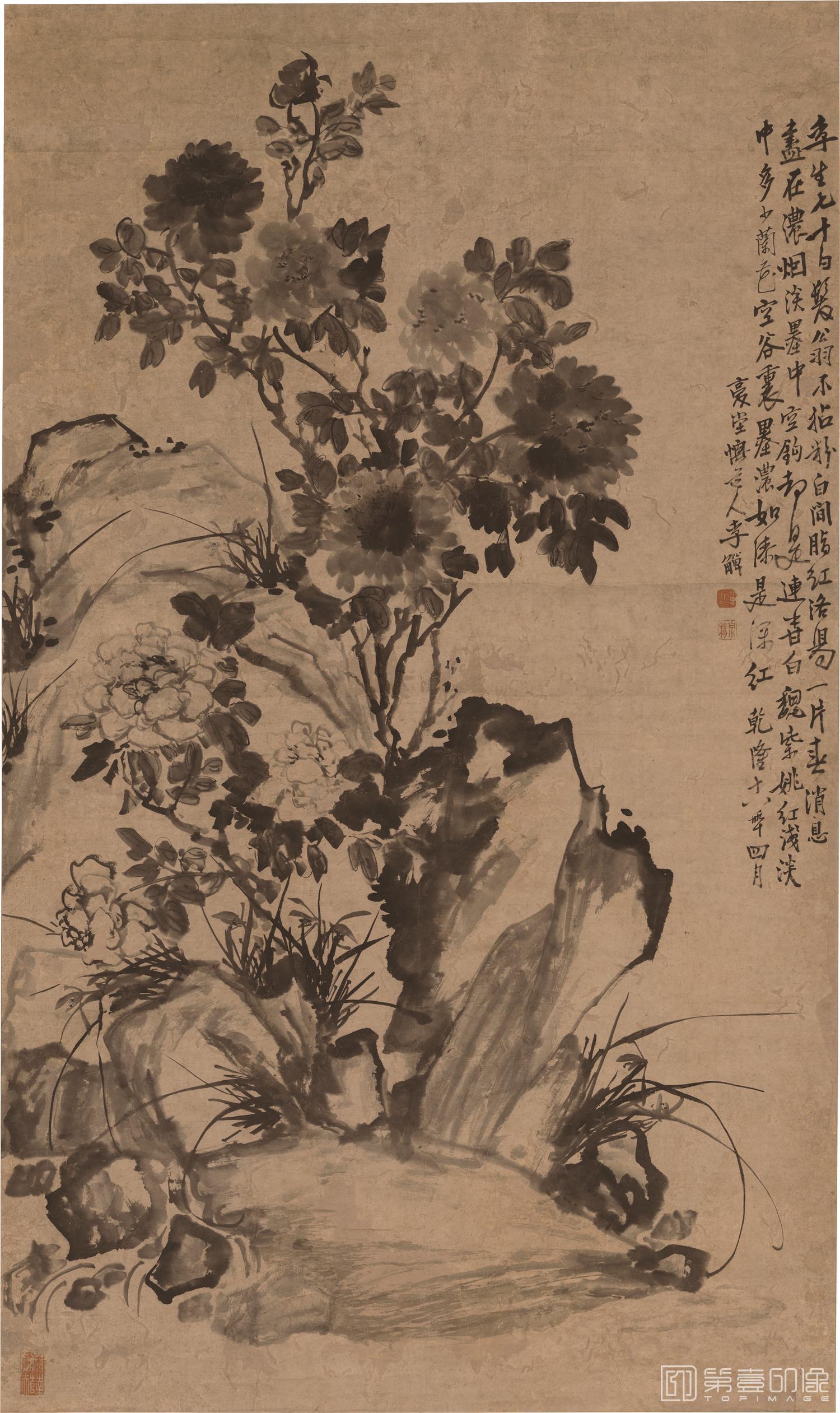 国画-魏紫姚黄图立轴纸本-93×156