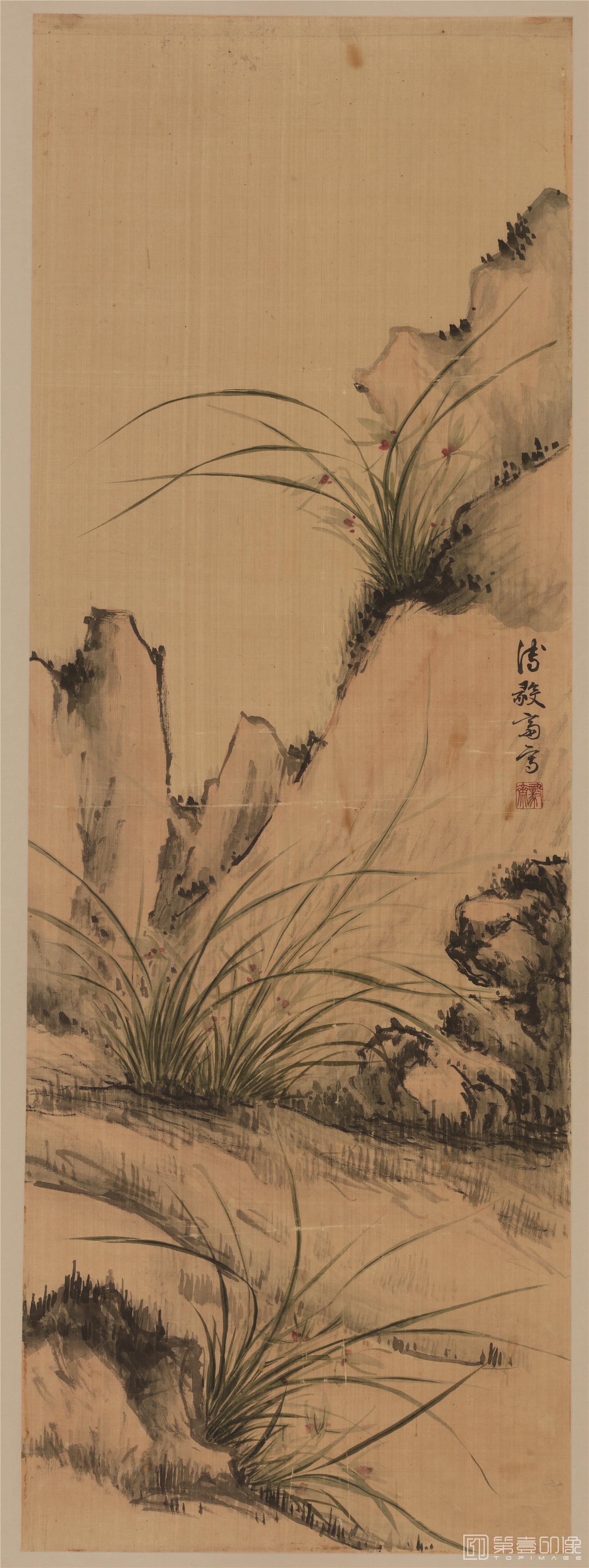 国画-山水图立轴绢本-52×138