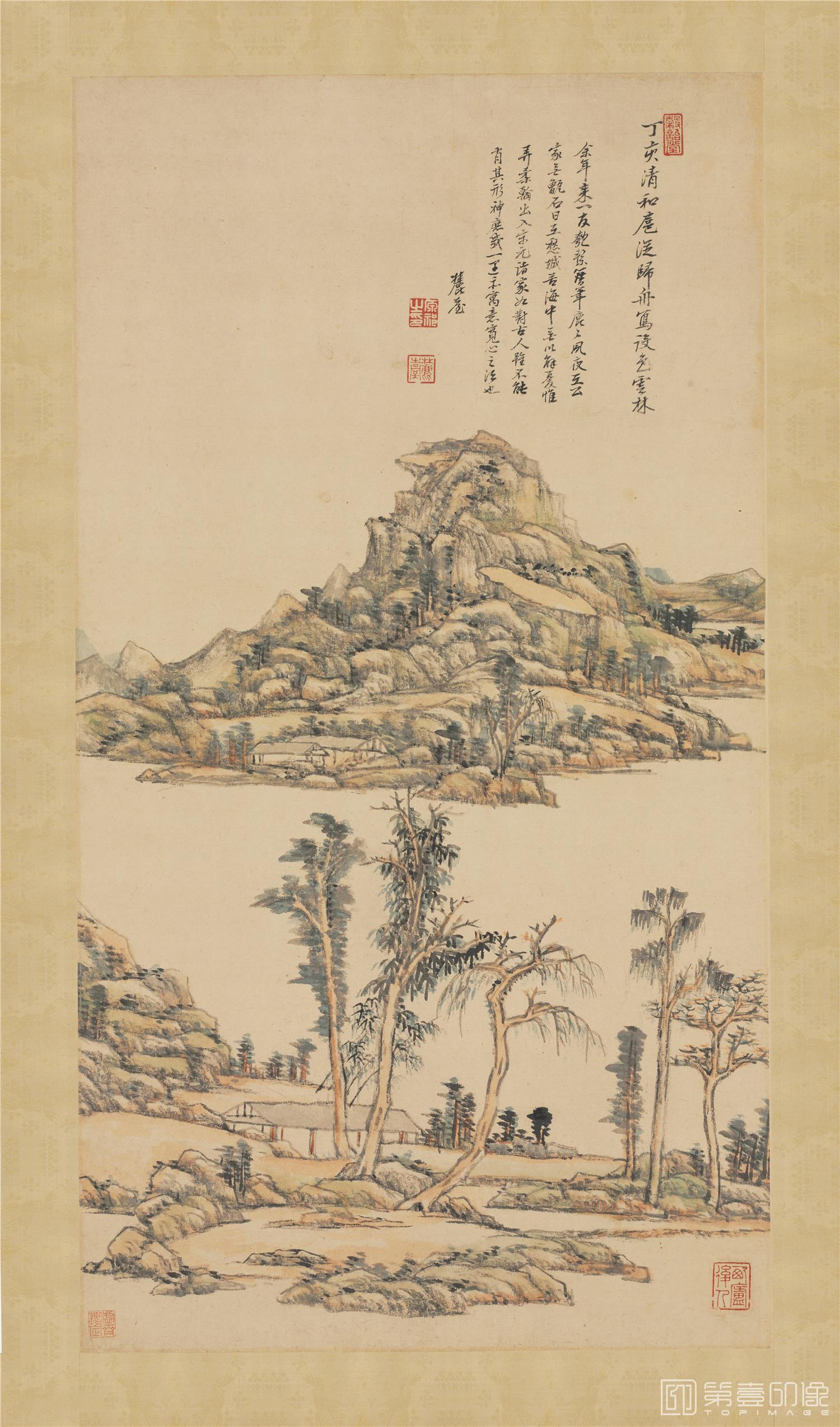 国画-云林归舟山水图轴纸本-804×435cm