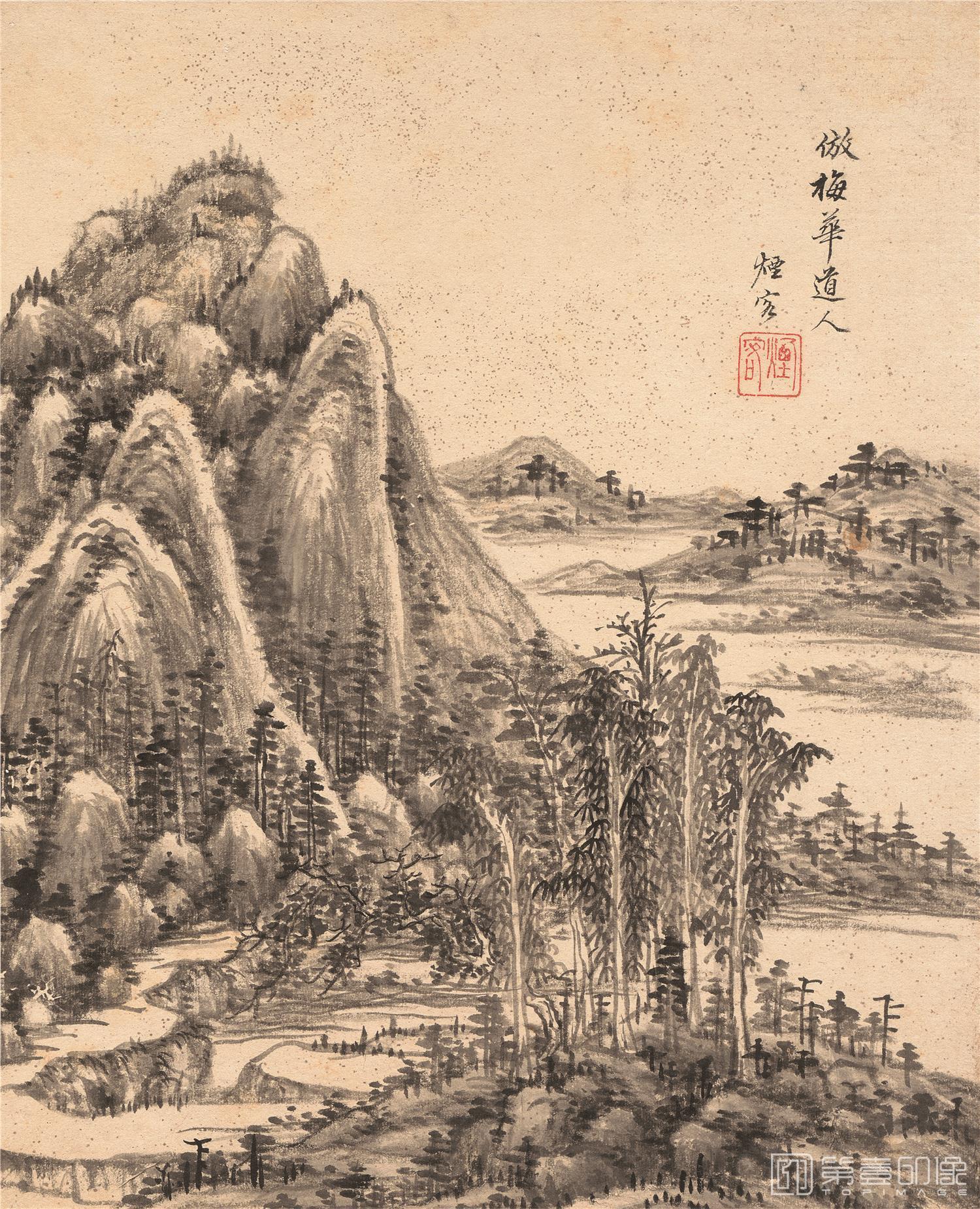 国画-仿梅华道人诗意图 纸本册页-8
