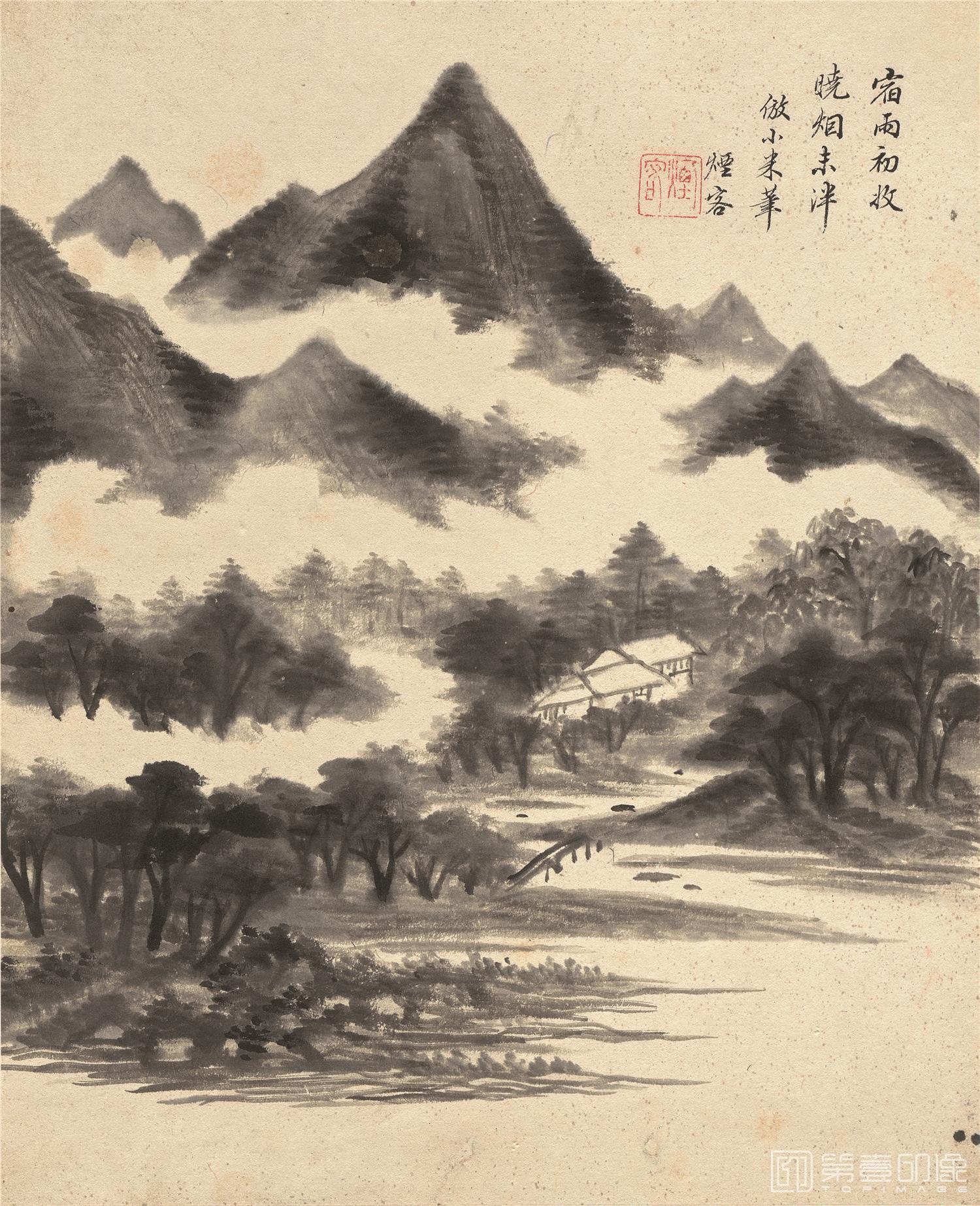 国画-宿雨初牧图 纸本册页-2