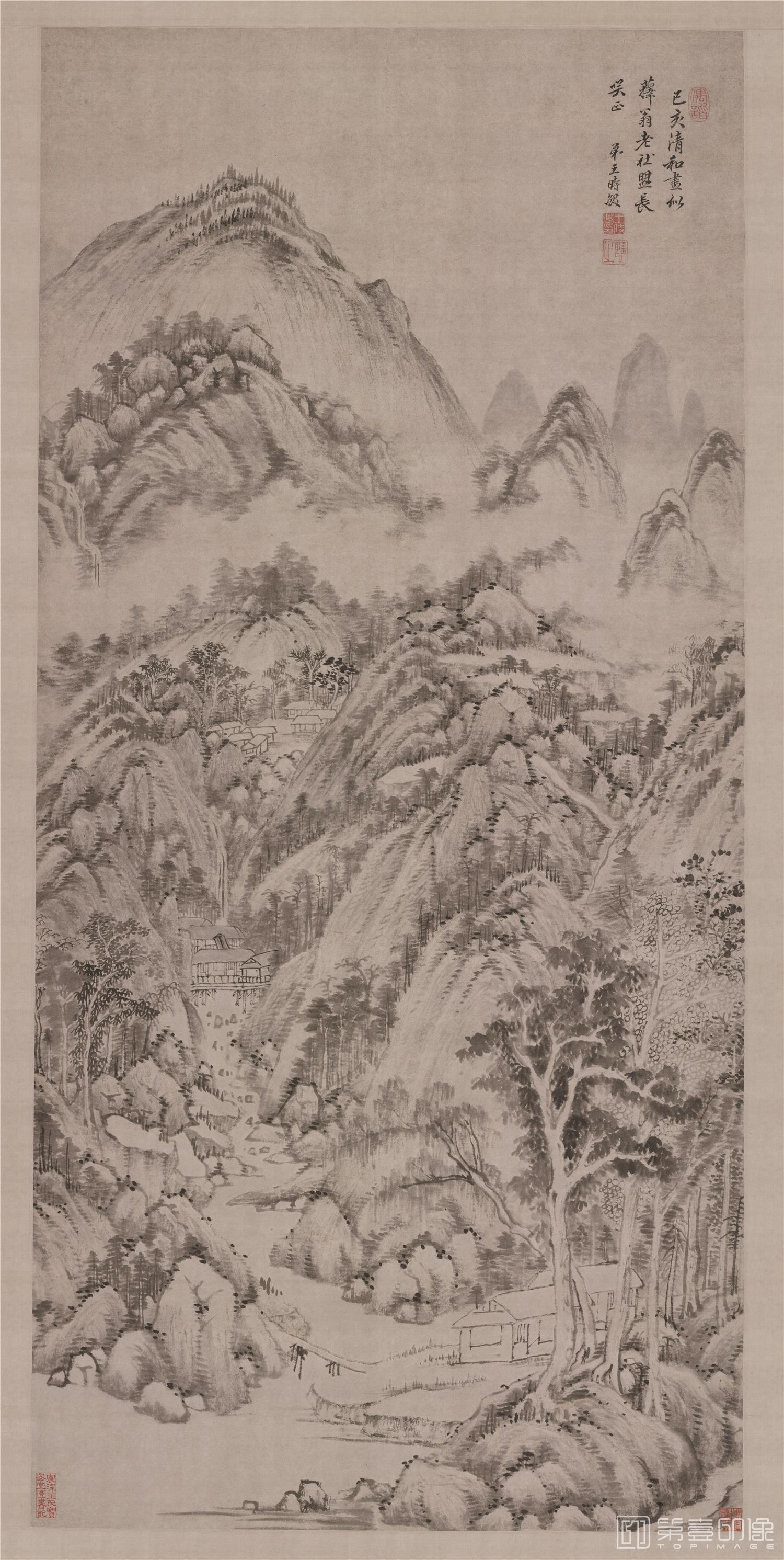 国画-溪山高隐山水图轴纸本-1562×73cm