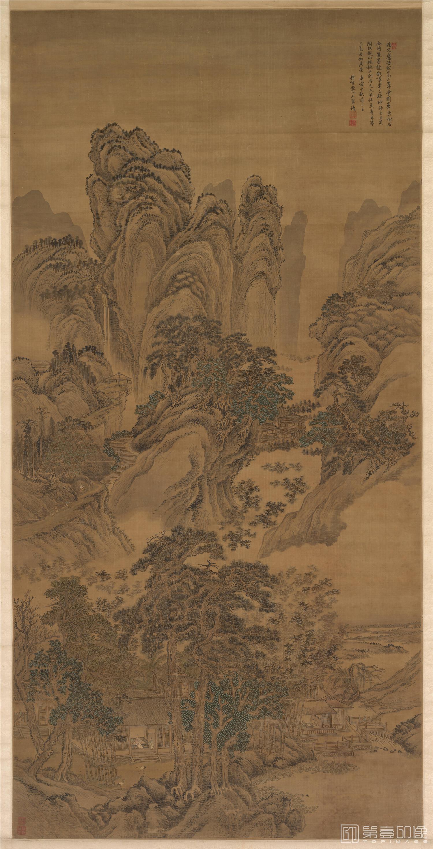 国画-嵩山草堂图立轴绢本-2009×992cm