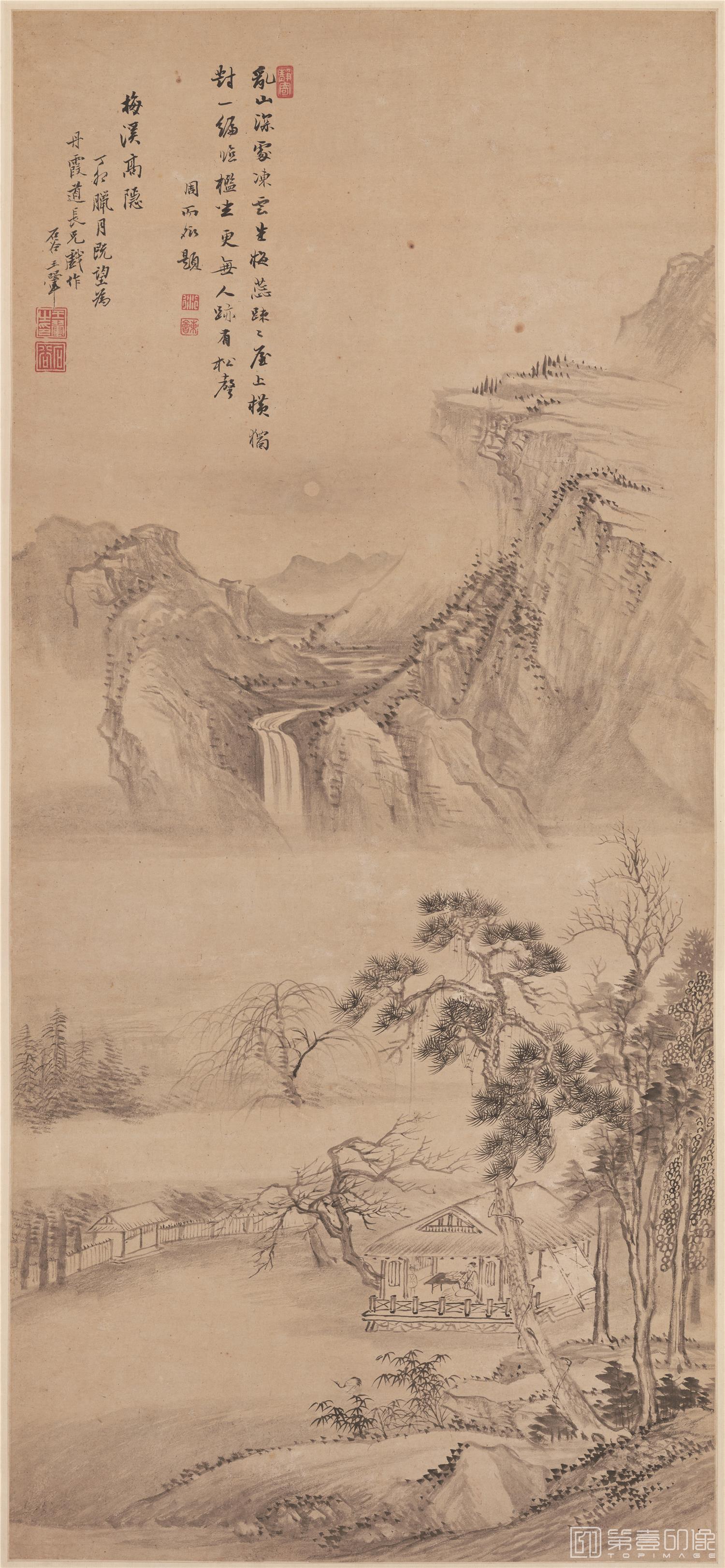 国画-梅溪高隐图轴纸本-138×63