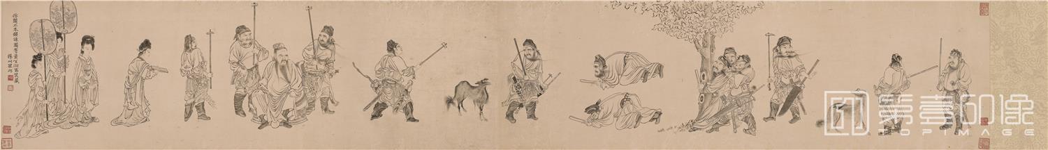 国画-锁谏图卷纸本--2-36×207